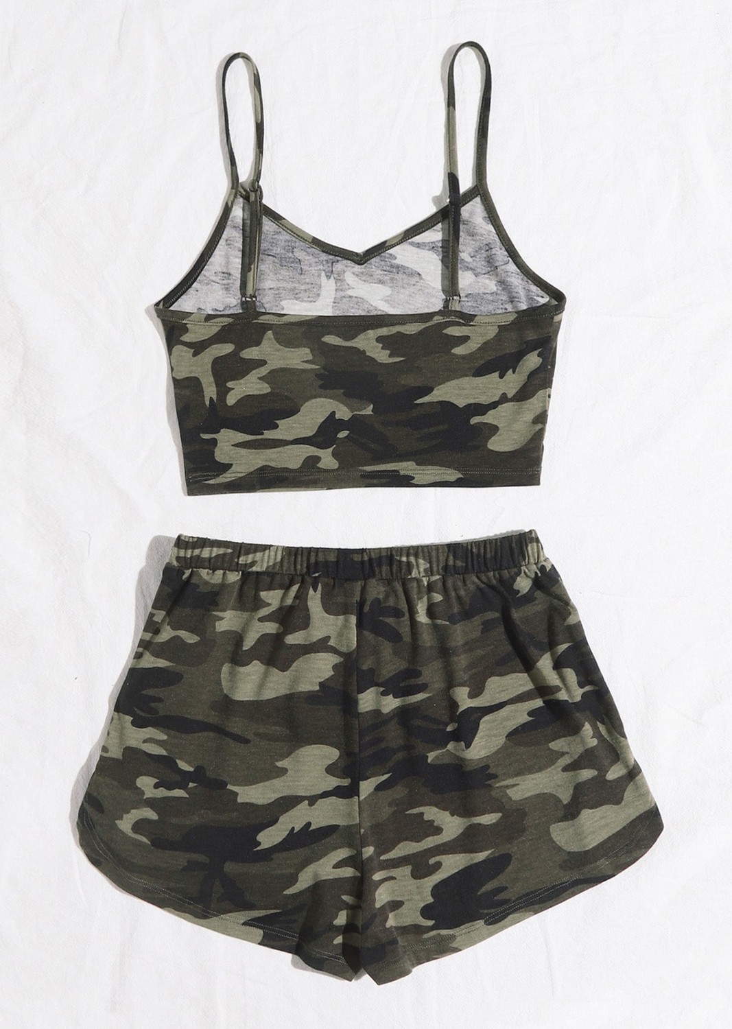 Ozka Concept Kadın Kamuflaj Desenli Askılı Crop Top Şortlu Gecelik Takım H110440 görsel 2