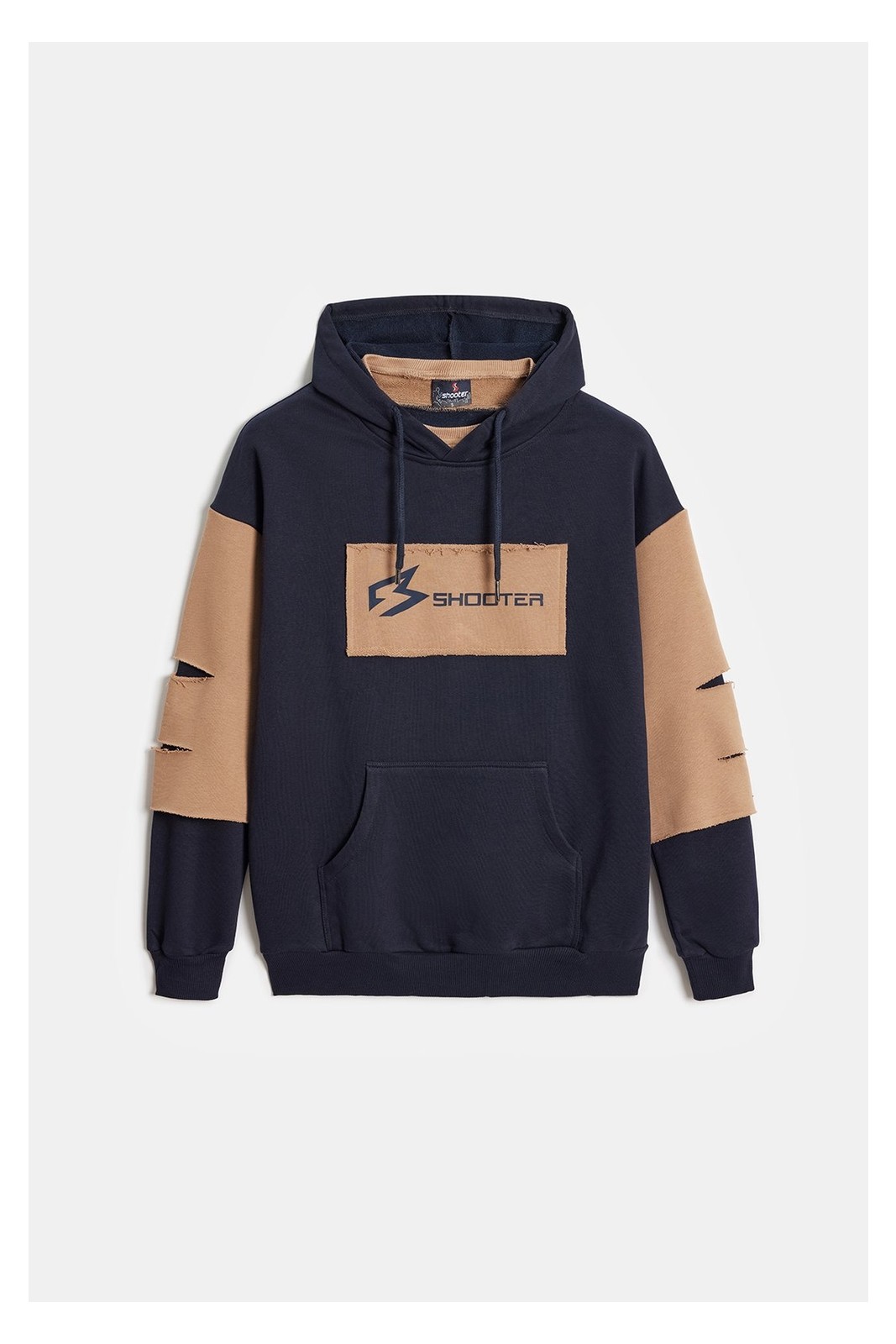 Siyah - Haki Erkek Oversize Kapüşonlu Baskılı Kanguru Cepli Sweatshirt Xl görsel 6