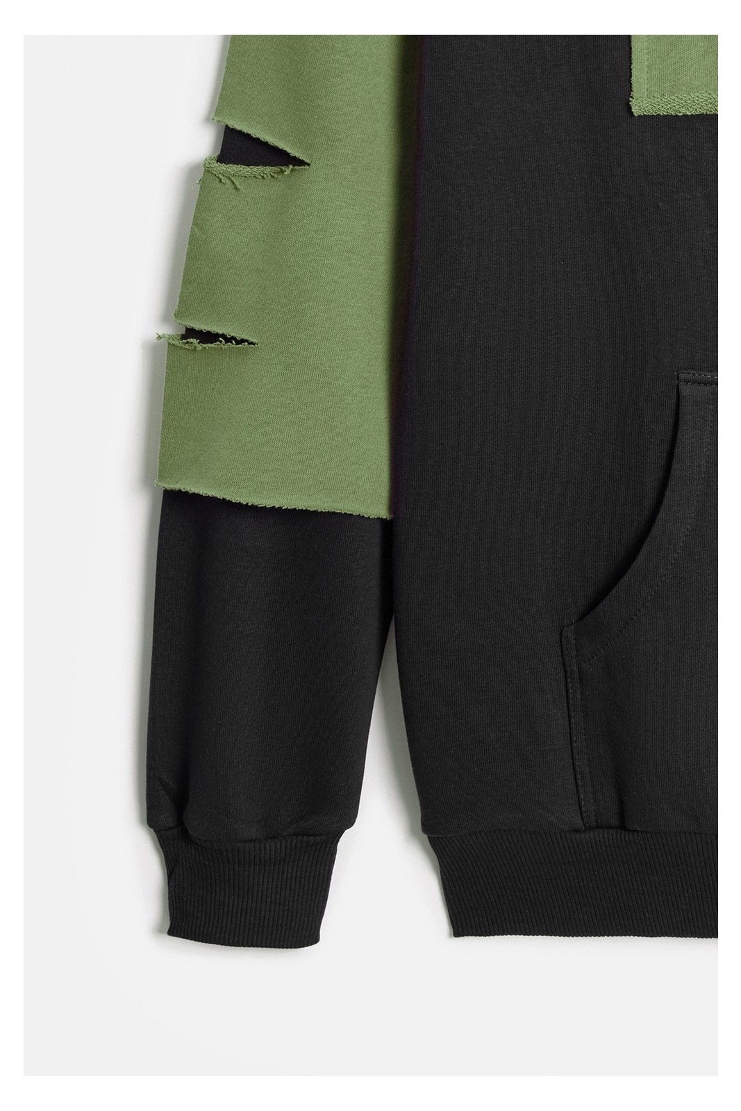 Siyah - Haki Erkek Oversize Kapüşonlu Baskılı Kanguru Cepli Sweatshirt Xl görsel 2