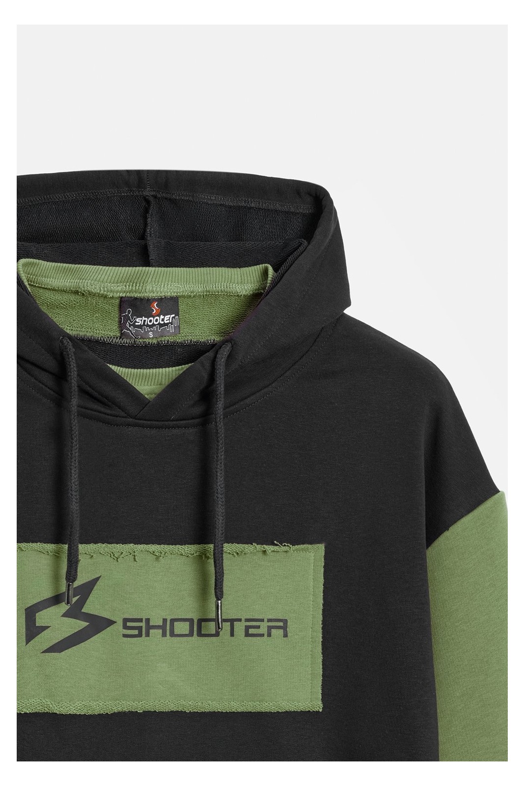 Siyah - Haki Erkek Oversize Kapüşonlu Baskılı Kanguru Cepli Sweatshirt Xl görsel 3