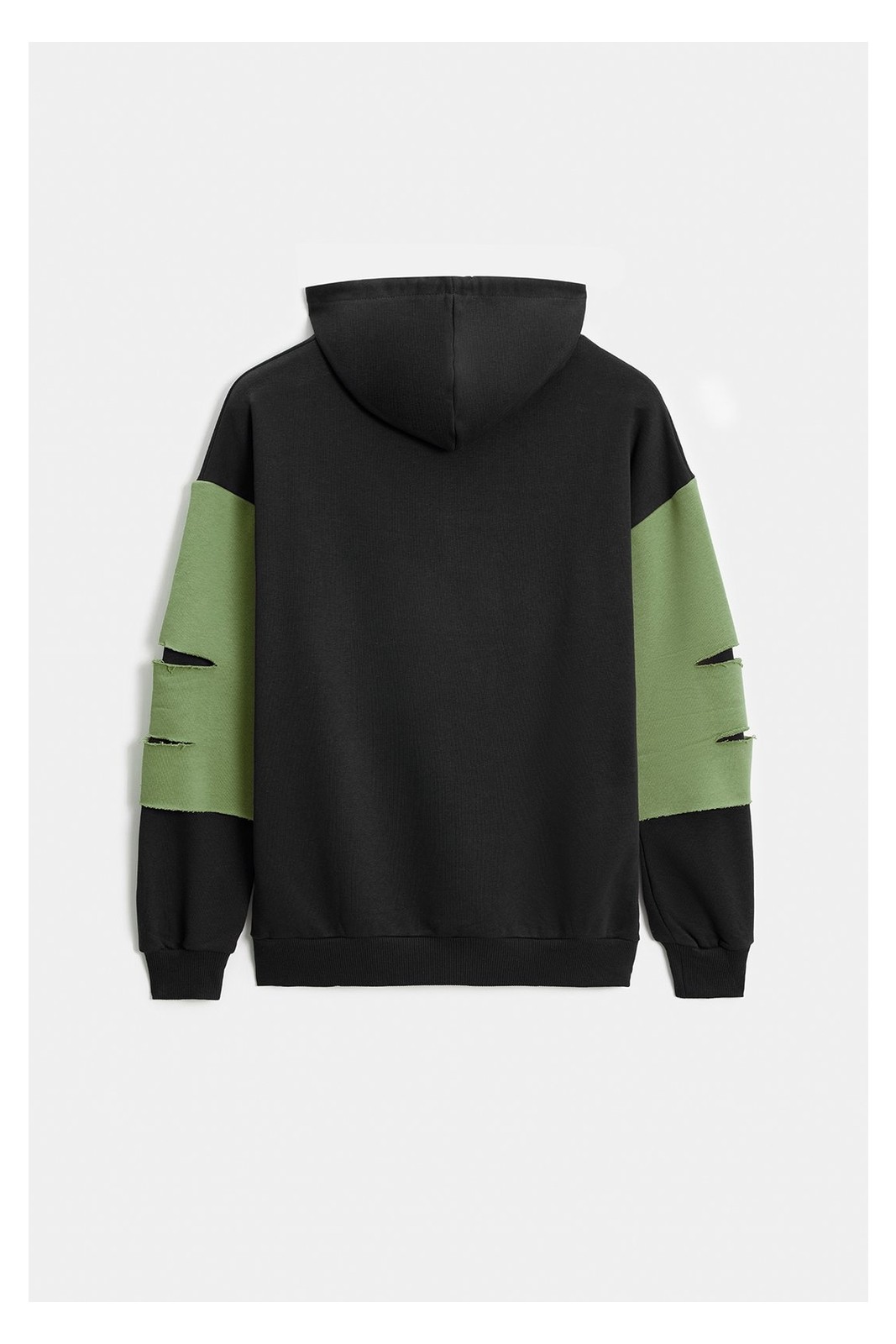 Siyah - Haki Erkek Oversize Kapüşonlu Baskılı Kanguru Cepli Sweatshirt Xl görsel 4