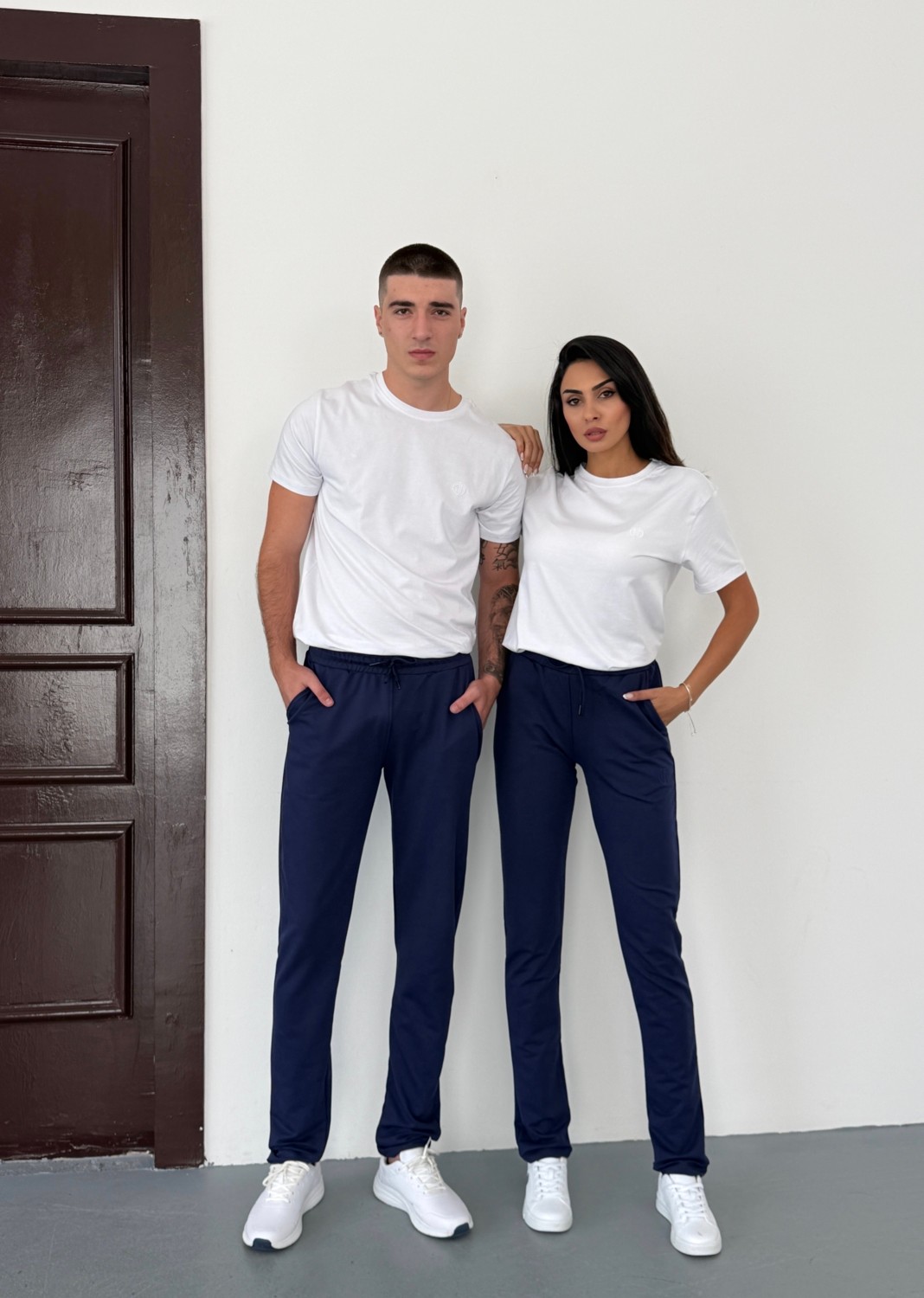 Tree Tone Unisex Beli Bağlamalı Pamuklu Reçmeli Paça Iki Iplik Lacivert Eşofman Altı
