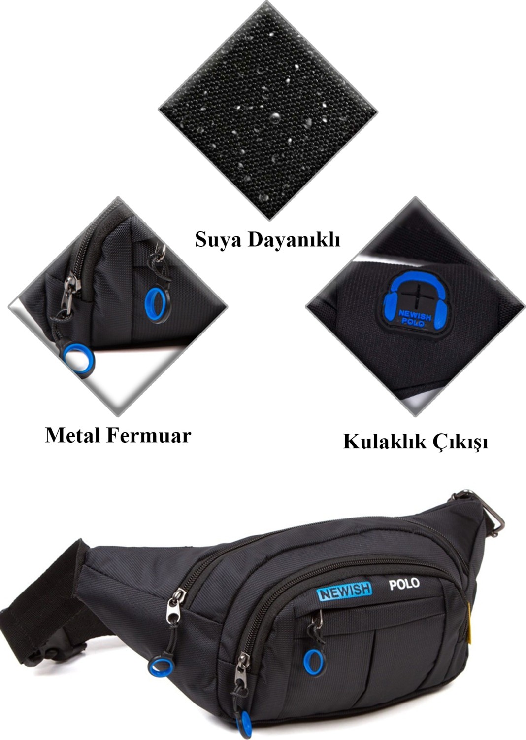 Av A Dos Siyah Unisex Suya Dayanıklı Çapraz Askılı Omuz Bel Çanta Günlük Yürüyüş Koşu Outdoor Çanta görsel 2