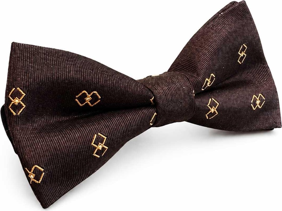 Kravatkolik Acı Kahve Motif Ipek Papyon SB213 görsel 3