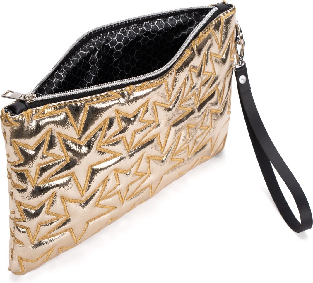 Adelina Bags 2'li Çanta Paketi Yıldız Desenli Portföy El Çantası Bilek Askılı Clutch Çanta görsel 5