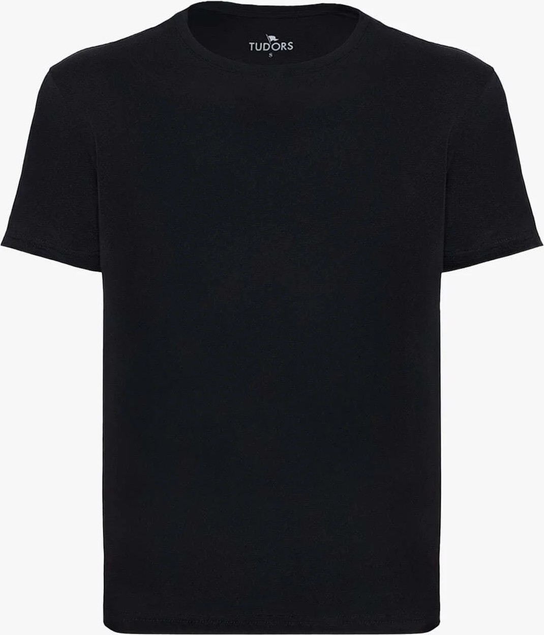 Tudors Unisex Slim Fit Dar Kesim %100 Pamuk Yumuşak Dokulu Siyah Bisiklet Yaka Tişört