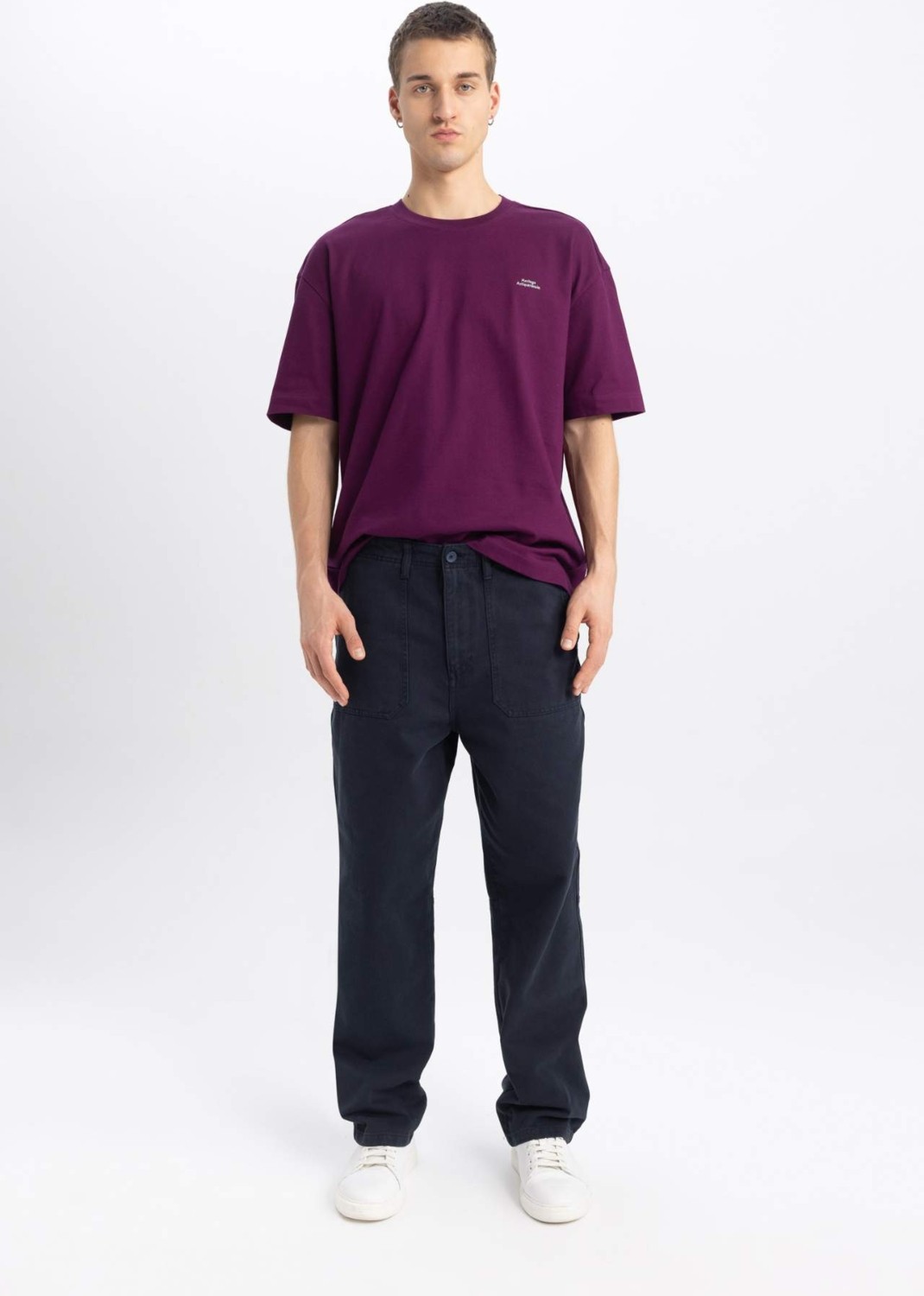 DeFacto Gabardin Pantolon Baggy Fit Bol Rahat Kesim Cepli Düz Paça B4762AX24SP görsel 7