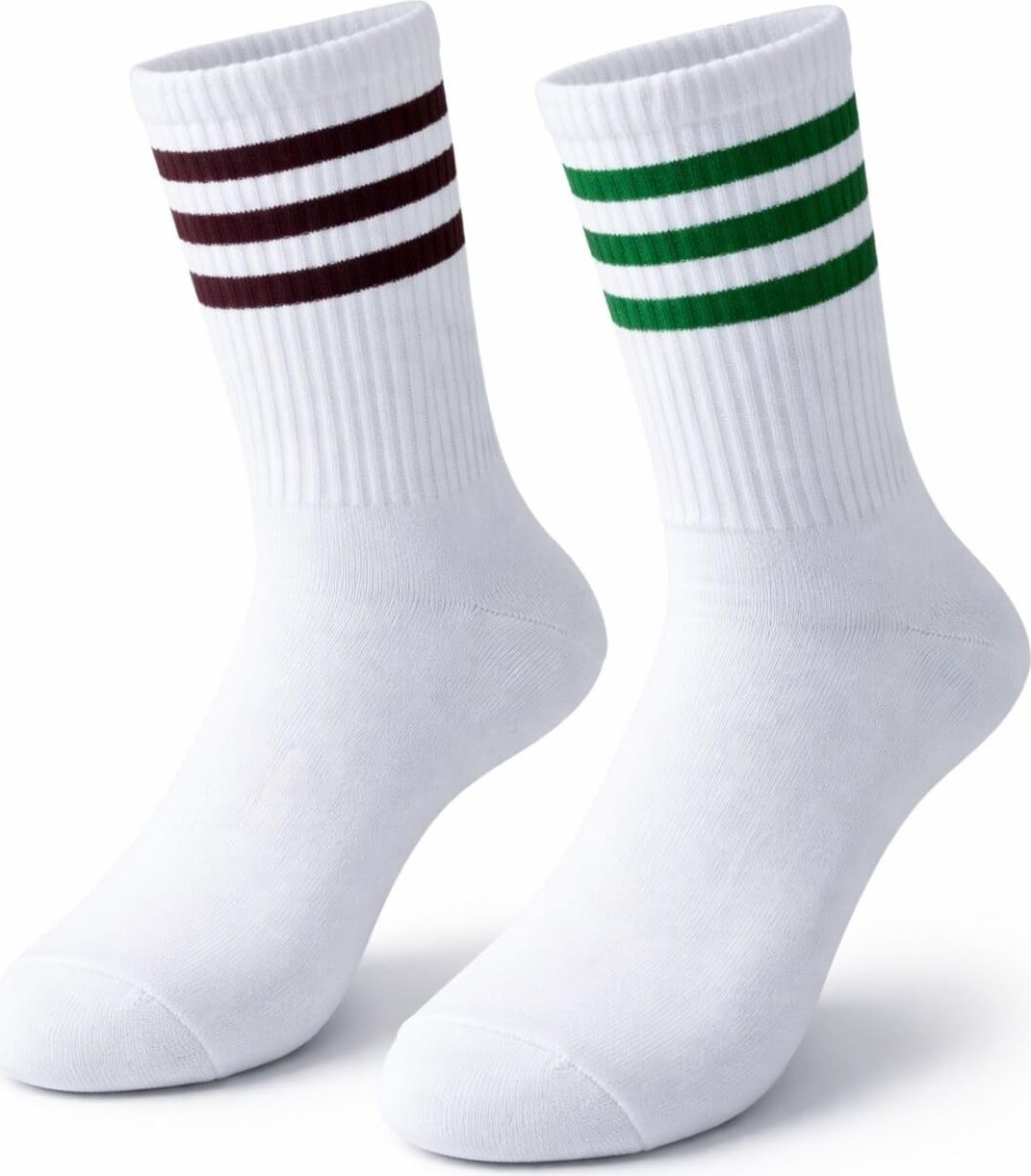 Die Grup Plus Scorpion Beyaz Çizgili Tenis Çorabı Unisex | Pamuklu, Uzun Spor Çorabı - Beyaz 40-44