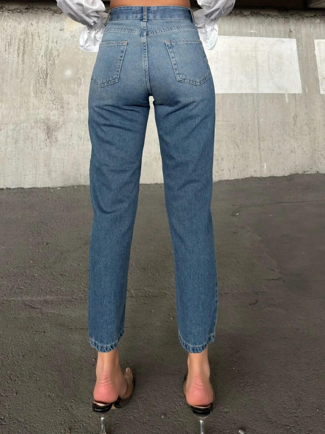 Shevega Kadın Yüksek Bel Yırtık Boyfriend Mom Jean Kot Pantolon görsel 6