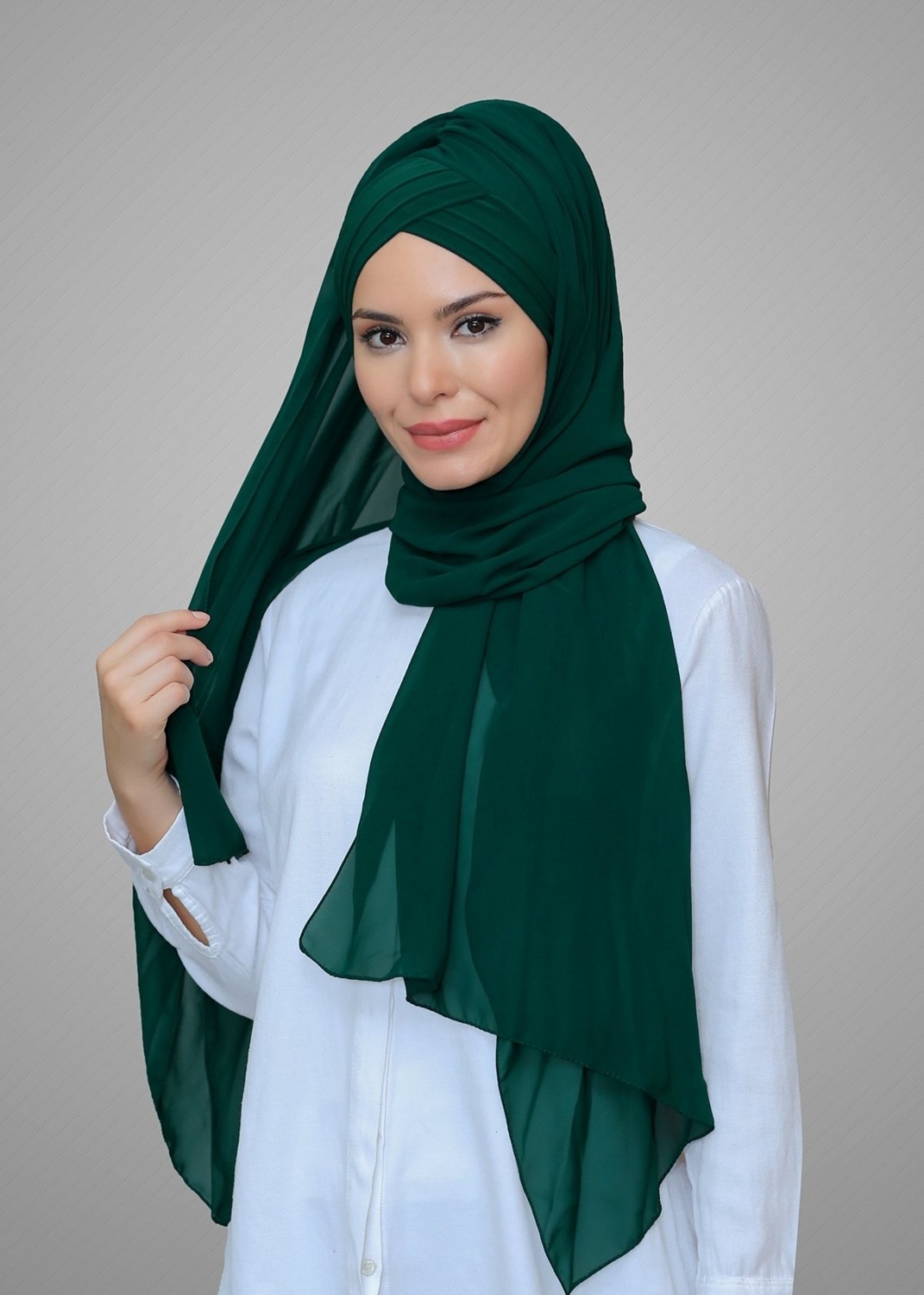 Hürrem Bone Pudra Pratik Hazır Geçmeli Bone Şal Şifon Kendinden Boneli Üç Bantlı 1451_06