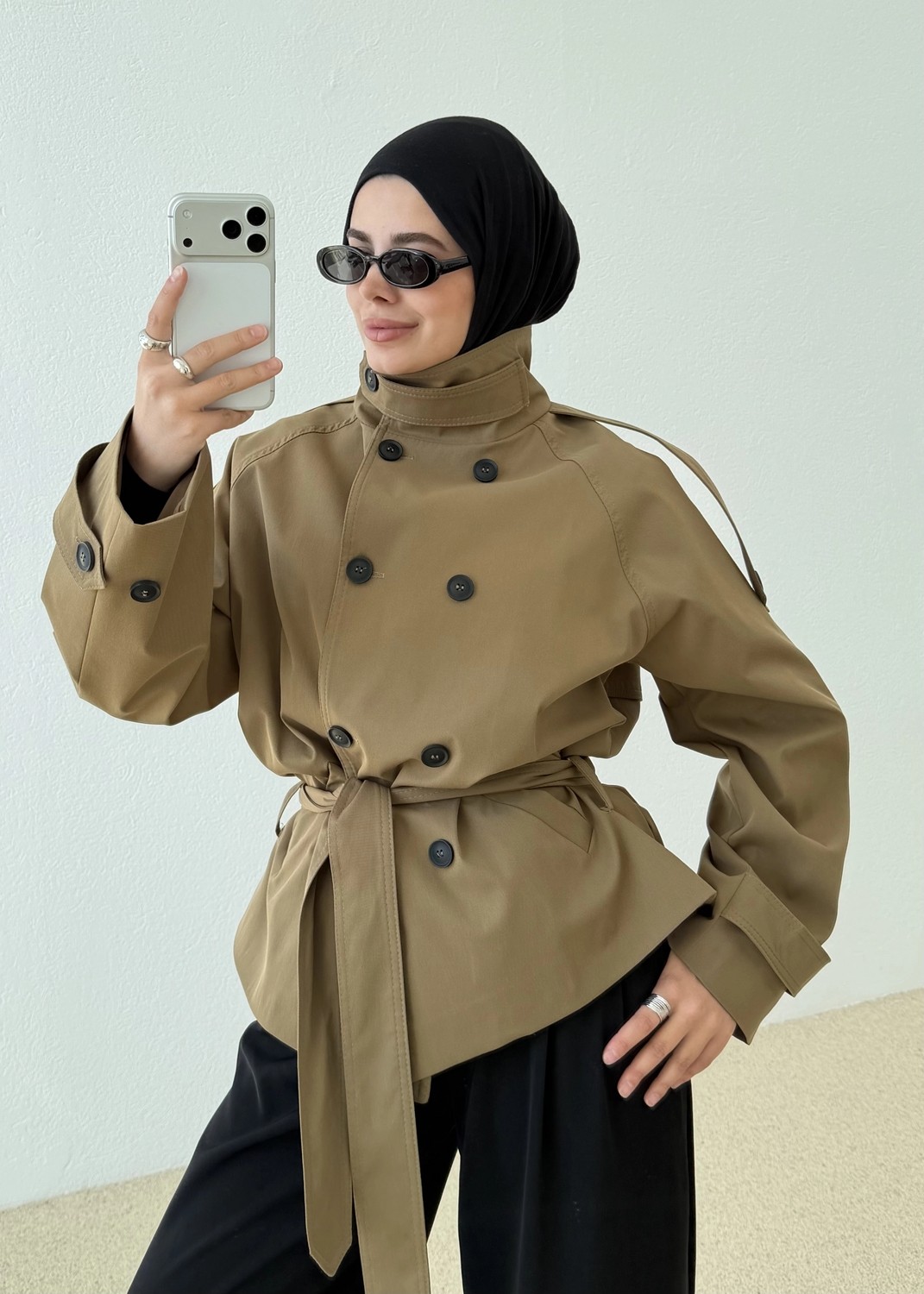 Moda Aksa 2106 Titanik Premium Trenckot Camel görsel 2
