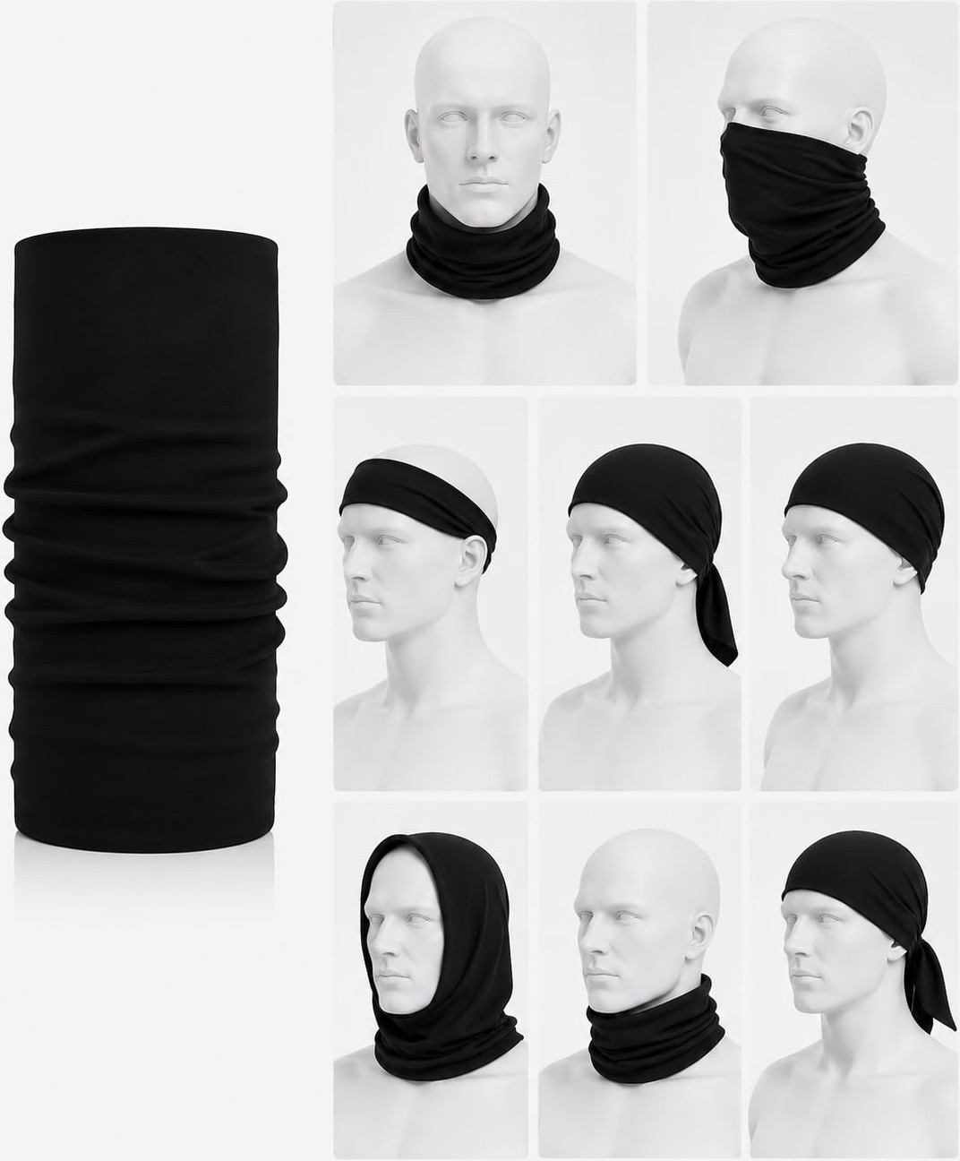 1001 Siyah Boyunluk Bandana Buff Saç Bandı Maske Balaklava Toka