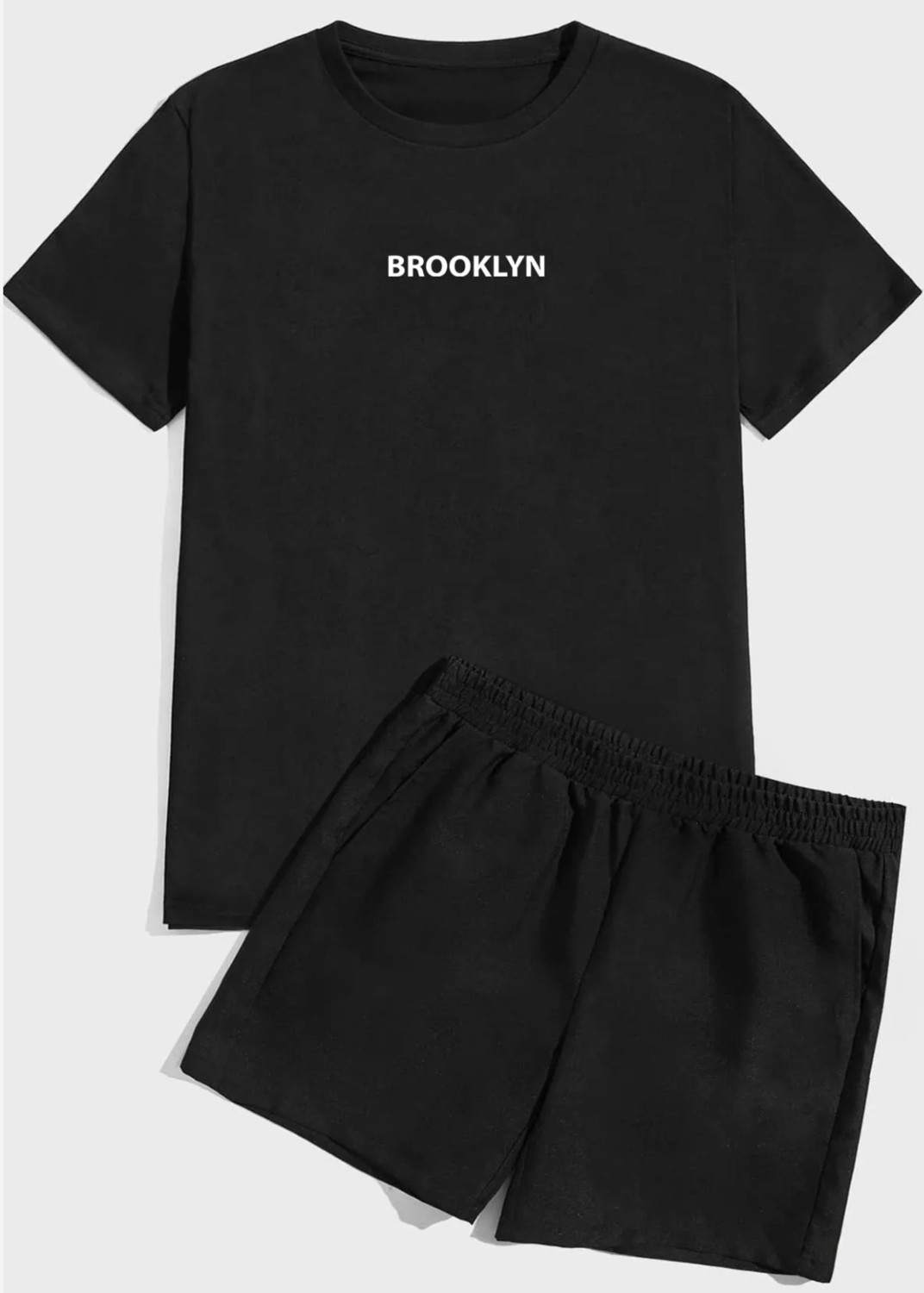 Amor Man Büyük Beden Özel Tasarım Brooklyn Baskılı Ultra Rahat Yeni Kreasyon Erkek T-Shırt Şort Takımı