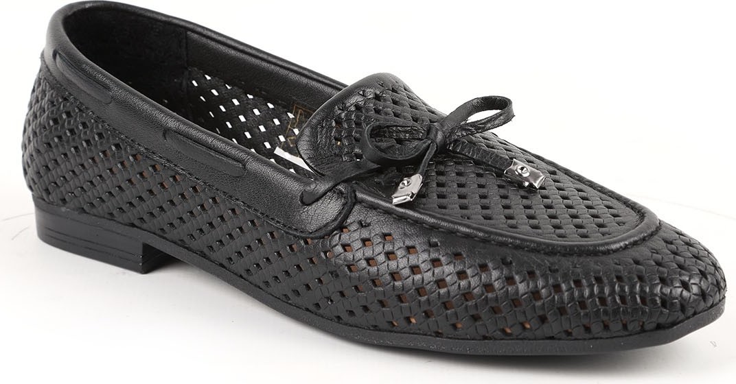 Libero L081.25218 Hakiki Deri Lazer Delikli Metal Uçlu Fiyonklu Esnek Termo Taban Kadın Comfort Loafer Babet