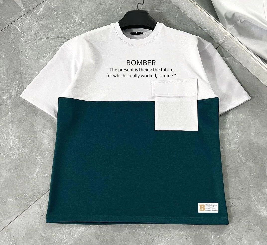 Fantastik Store Erkek Tişört Torba Cepli Parçalı Kısa Kol T-Shirt - Lacivert