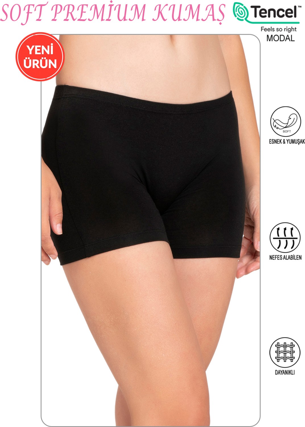 Özkan Underwear Özkan 27782 Kadın Premium Kumaş Modal Pamuklu Esnek Rahat Mini Boxer Şort Tayt