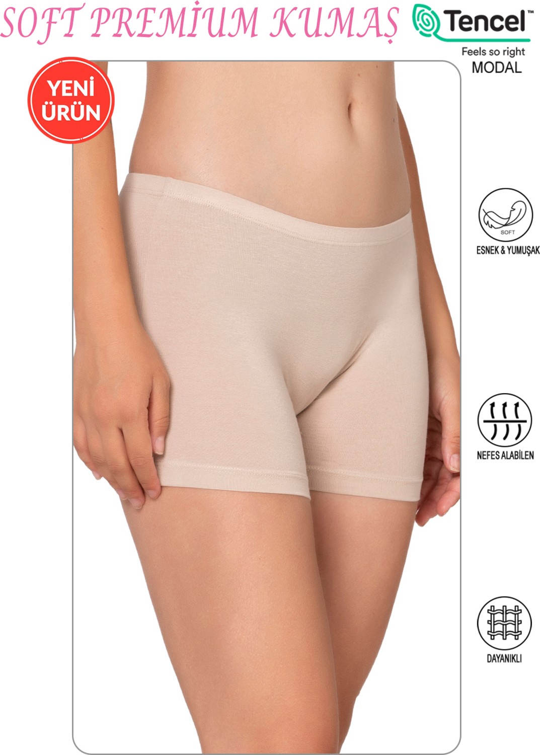 Özkan Underwear Özkan 27782 Kadın Premium Kumaş Modal Pamuklu Esnek Rahat Mini Boxer Şort Tayt