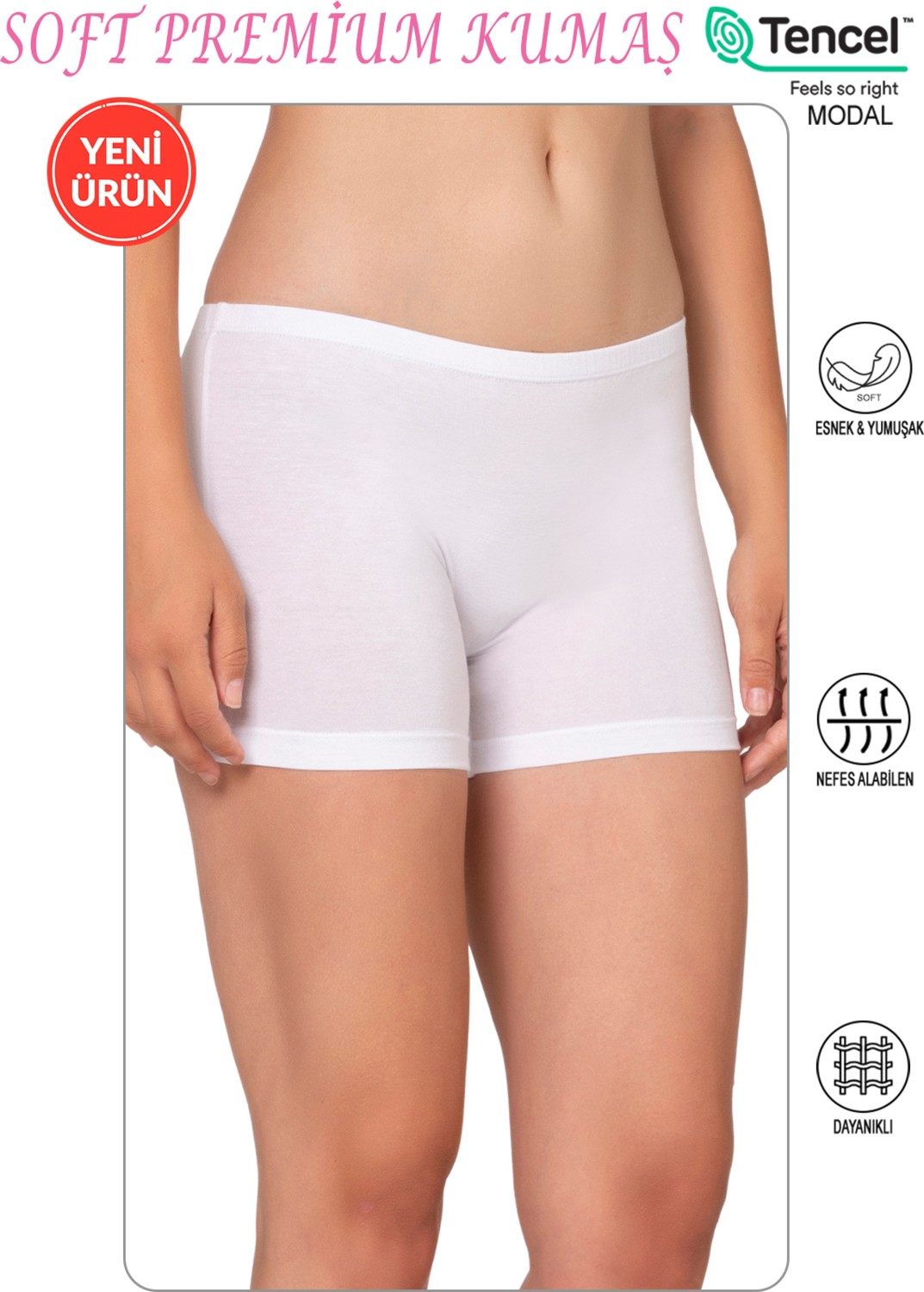 Özkan Underwear Özkan 27782 Kadın Premium Kumaş Modal Pamuklu Esnek Rahat Mini Boxer Şort Tayt