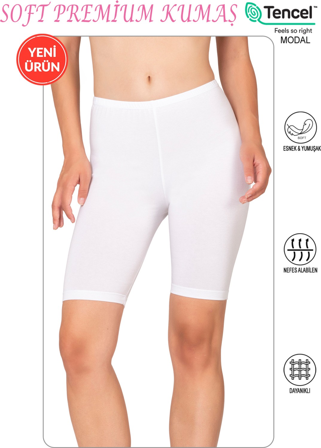 Özkan Underwear Özkan 27780 Kadın Premium Kumaş Modal Pamuklu Esnek Rahat Diz Üstü Toparlayıcı Yüksek Bel Kısa Tayt görsel 6