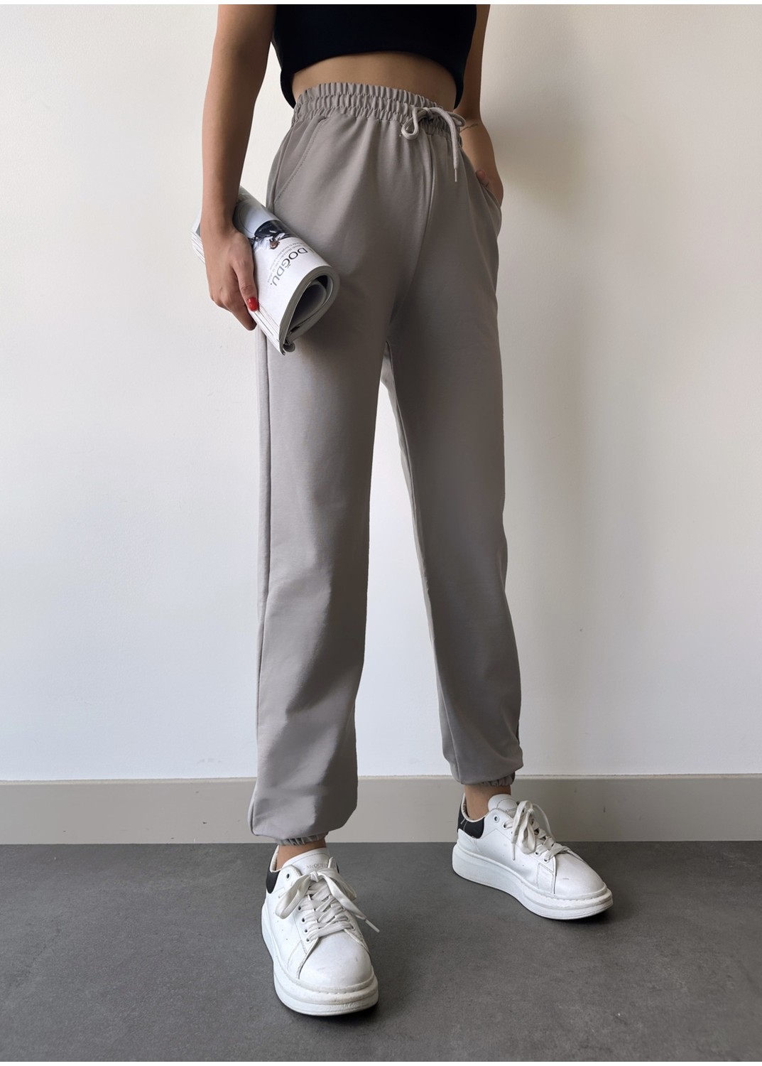 Schlank Kadın Bej Jogger Eşofman Altı %55 Pamuk - %45 Viskon Rahat Esnek Kumaş ile Yaz Sezonu İçin görsel 8