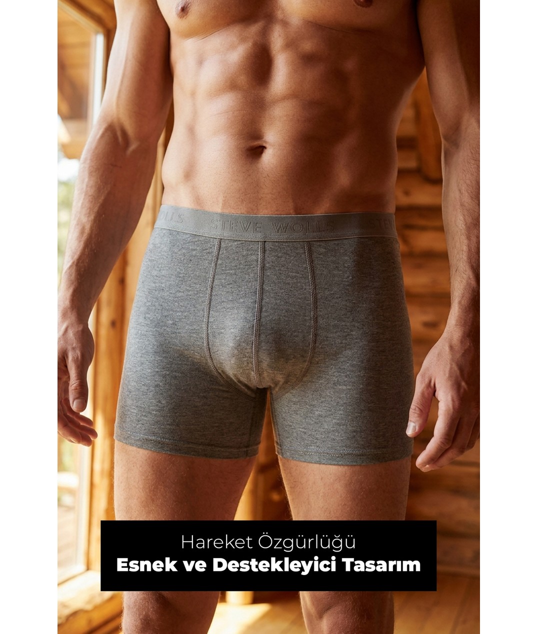 Steve Wolls Erkek Siyah 3’lü Uzun Paça Bambu Boxer - 25201 görsel 7