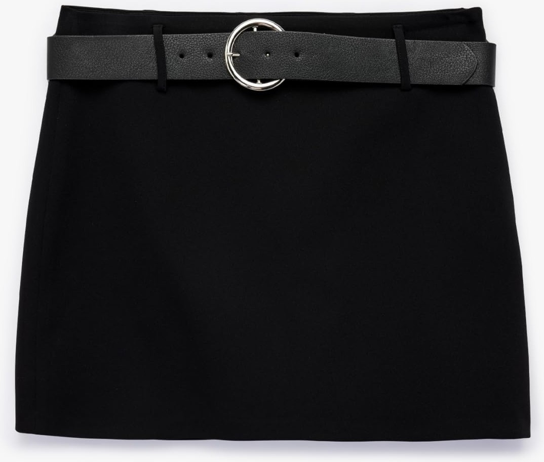 Die Grup Slim Fit A Kesim Kemerli Mini Etek görsel 4