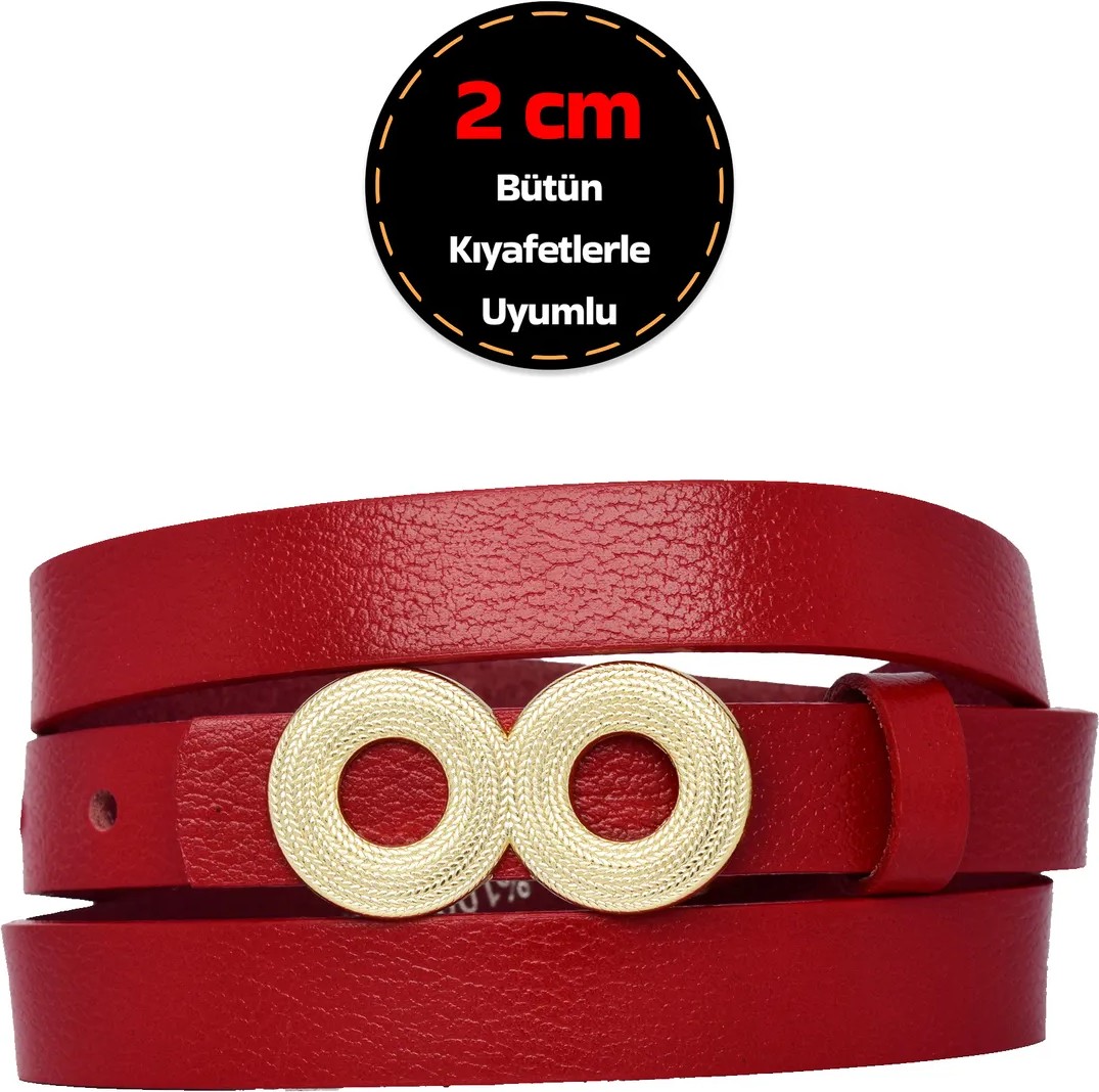 GoDeri %100 Hakiki Deri, Gold Renk Tokalı 2 cm Koyu Kahverengi Kadın Kemeri; Elbise, Pantolon Kemeri_gözov