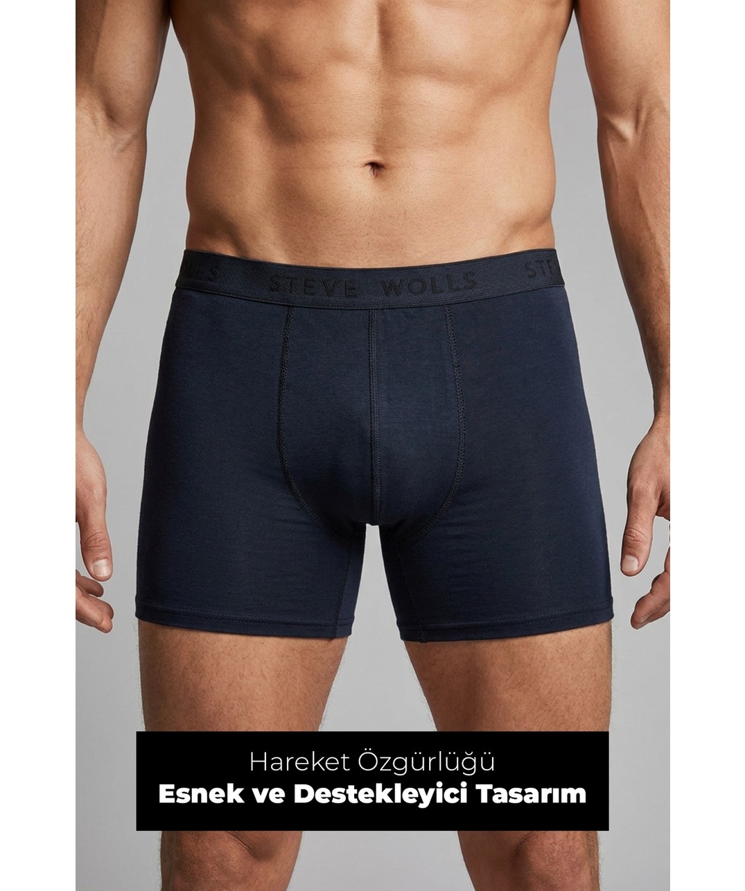 Steve Wolls Erkek Siyah 3’lü Uzun Paça Bambu Boxer - 25201 görsel 2