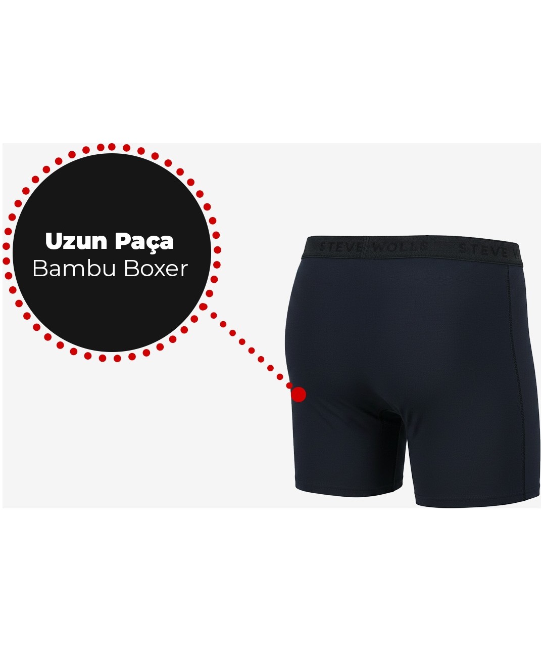 Steve Wolls Erkek Siyah 3’lü Uzun Paça Bambu Boxer - 25201 görsel 3