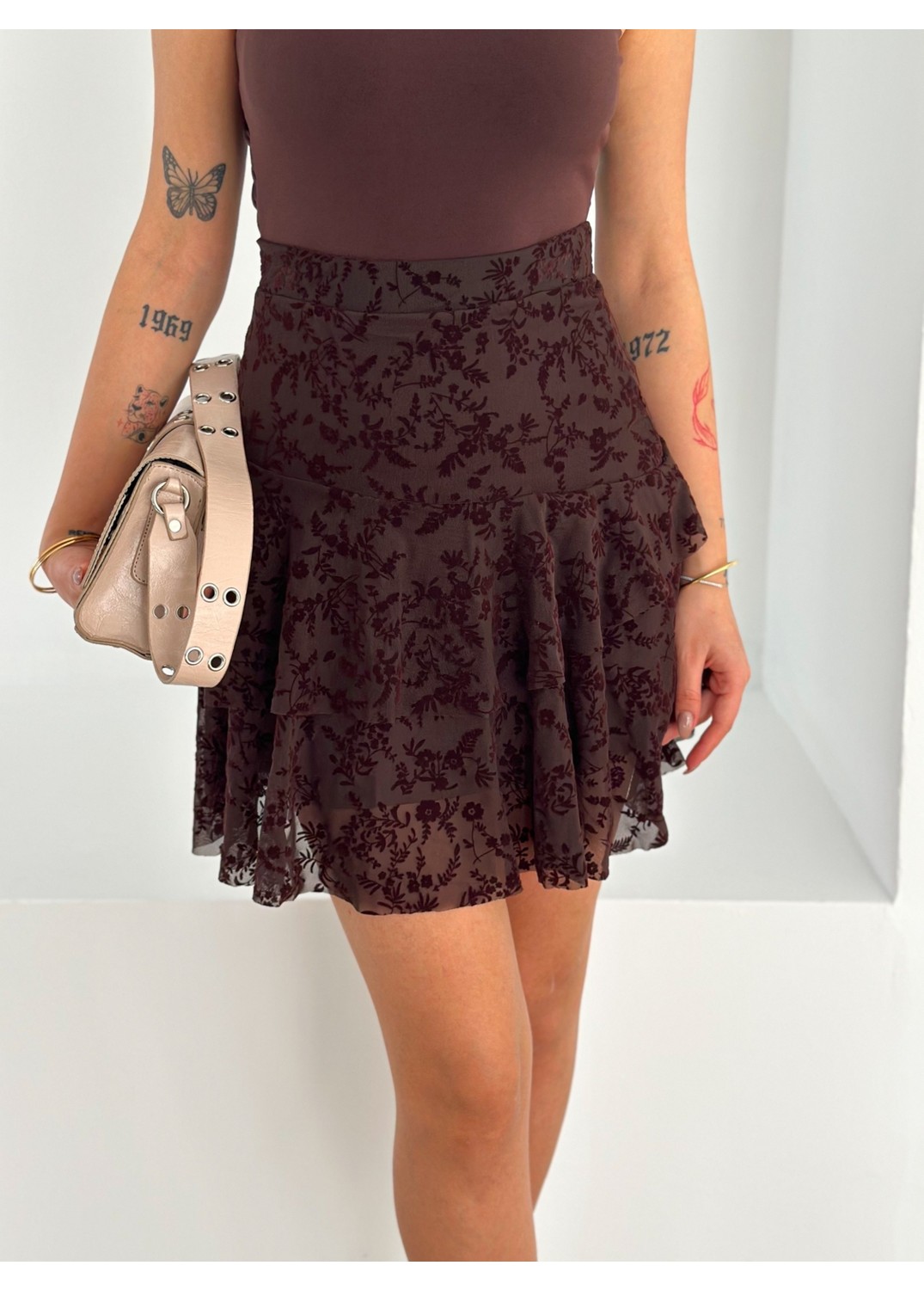 Ozy Fashion Flok Tüllü Astarlı Mini Etek görsel 5