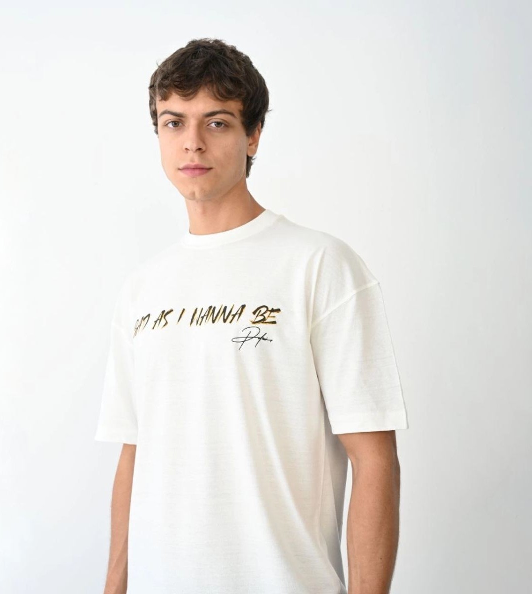 Fantastik Store Erkek Baskılı T-Shirt Kısa Kol Bisiklet Yaka Regular Fit Rahat Kalıp Günlük Tişört- Beyaz görsel 3