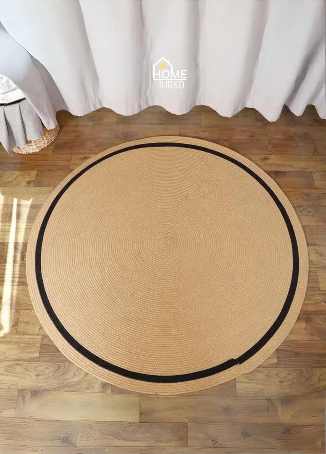 OEM Jüt Paspas, Kilim, Halı, Kapı Önü Paspas, Yuvarlak Paspas, Mutfak Paspası, Banyo Paspası, Hediyelik 110 x 110 Gri görsel 5