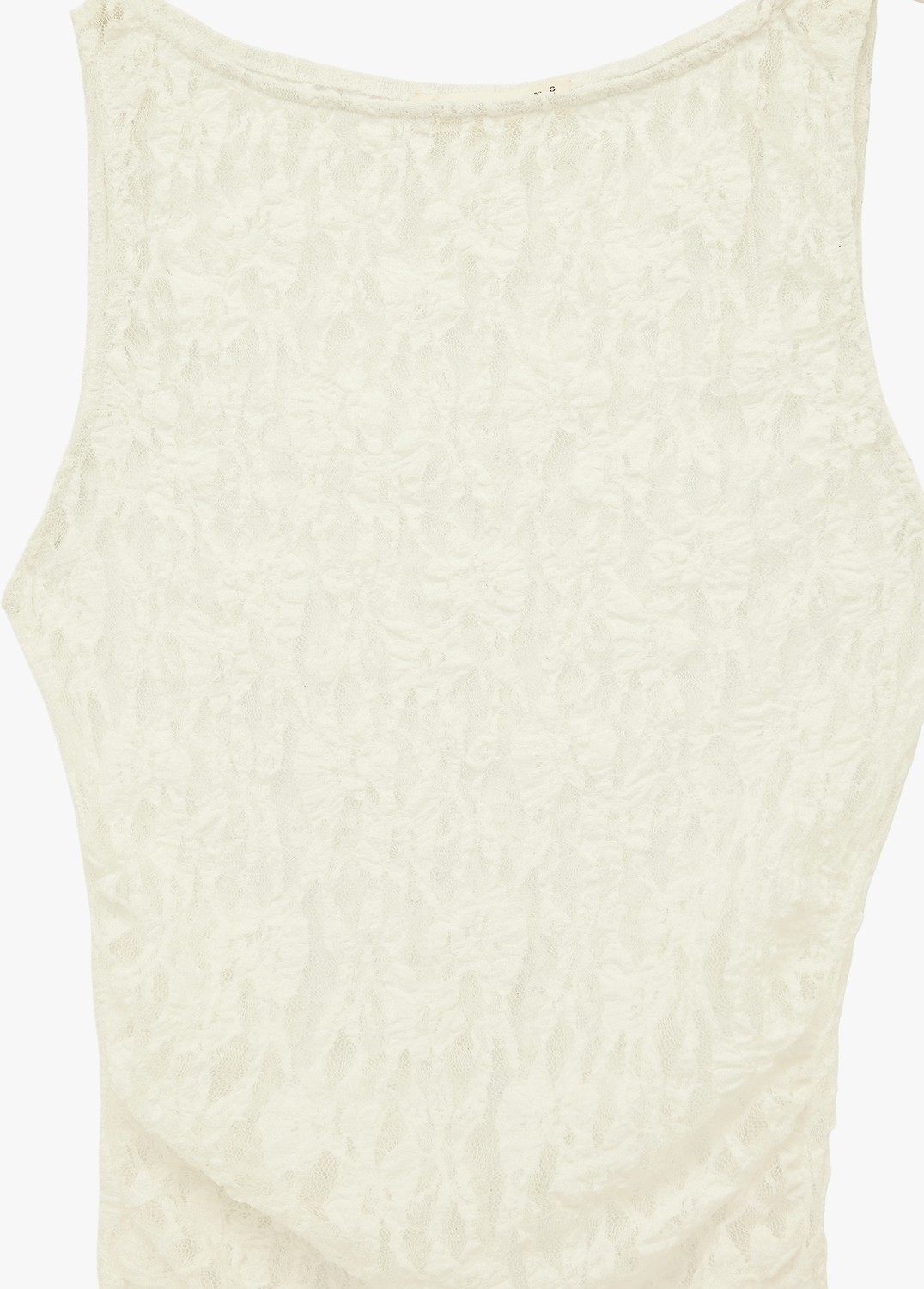 Koton Slim Fit Kolsuz Yuvarlak Yaka Dantelli Bluz görsel 5