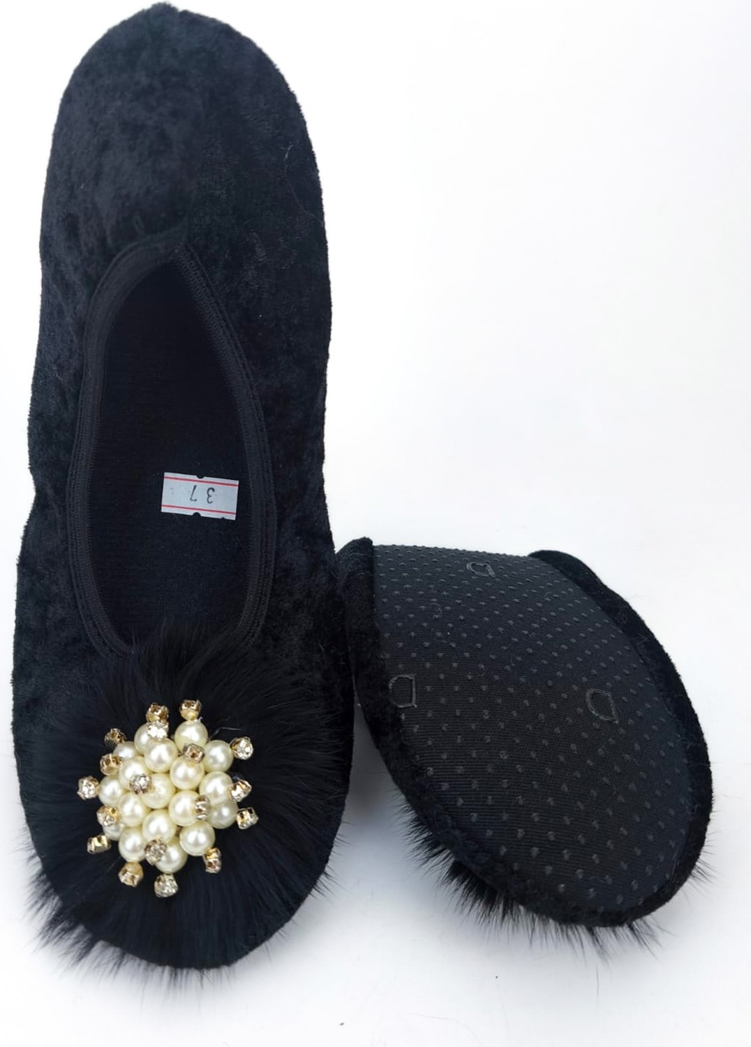 Ceyda Shoes Süslü Taşlı,kadife Ev Tavaf Hac, Umre, Hediye, Günlük Çeyiz, Babet, Panduf, Patik, Gösteri Pisi görsel 5