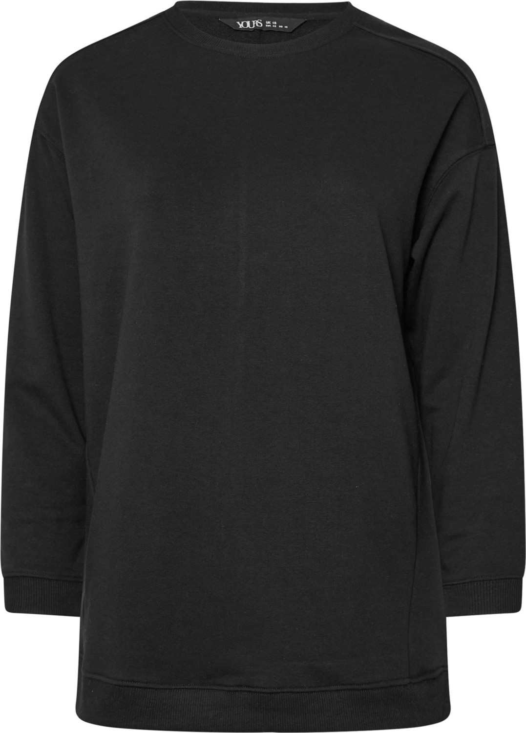 Büyük Beden Kadın Bisiklet Yaka Uzun Kollu Siyah Basic Sweatshirt 303747 Yumuşak Pamuklu Kumaş görsel 6