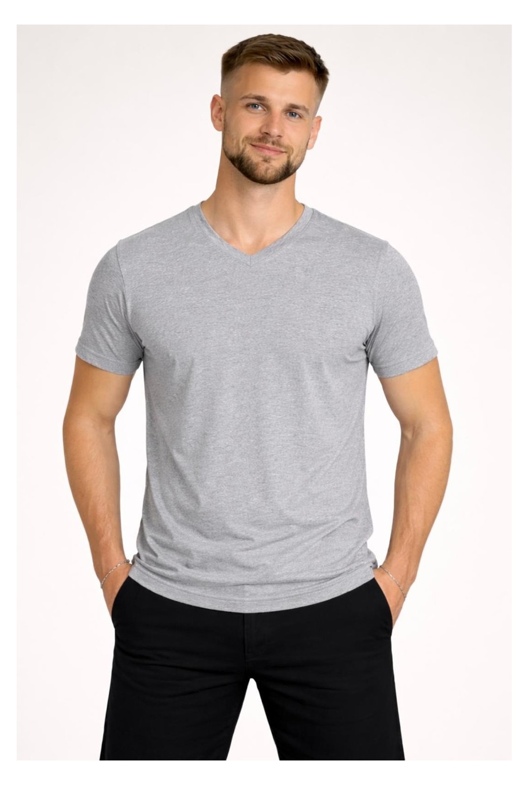Axxel Erkek Pamuklu V Yaka Kısa Kollu T-SHIRT-D804