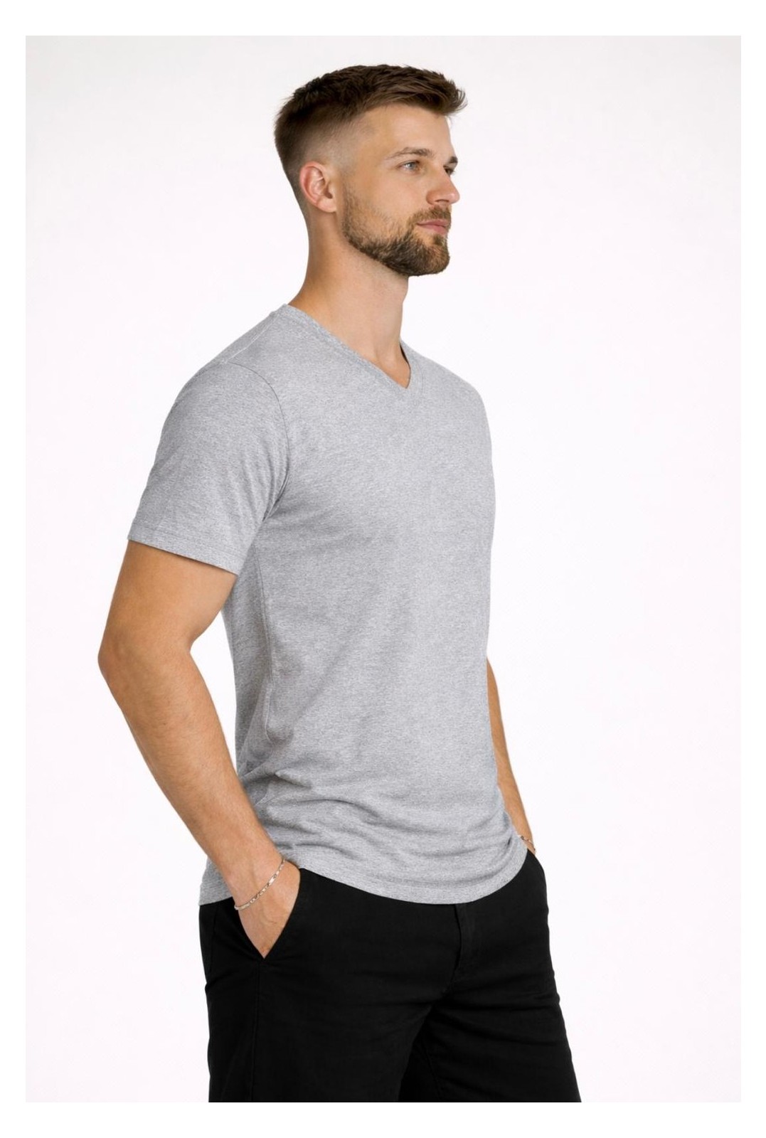 Axxel Erkek Pamuklu V Yaka Kısa Kollu T-SHIRT-D804 görsel 2