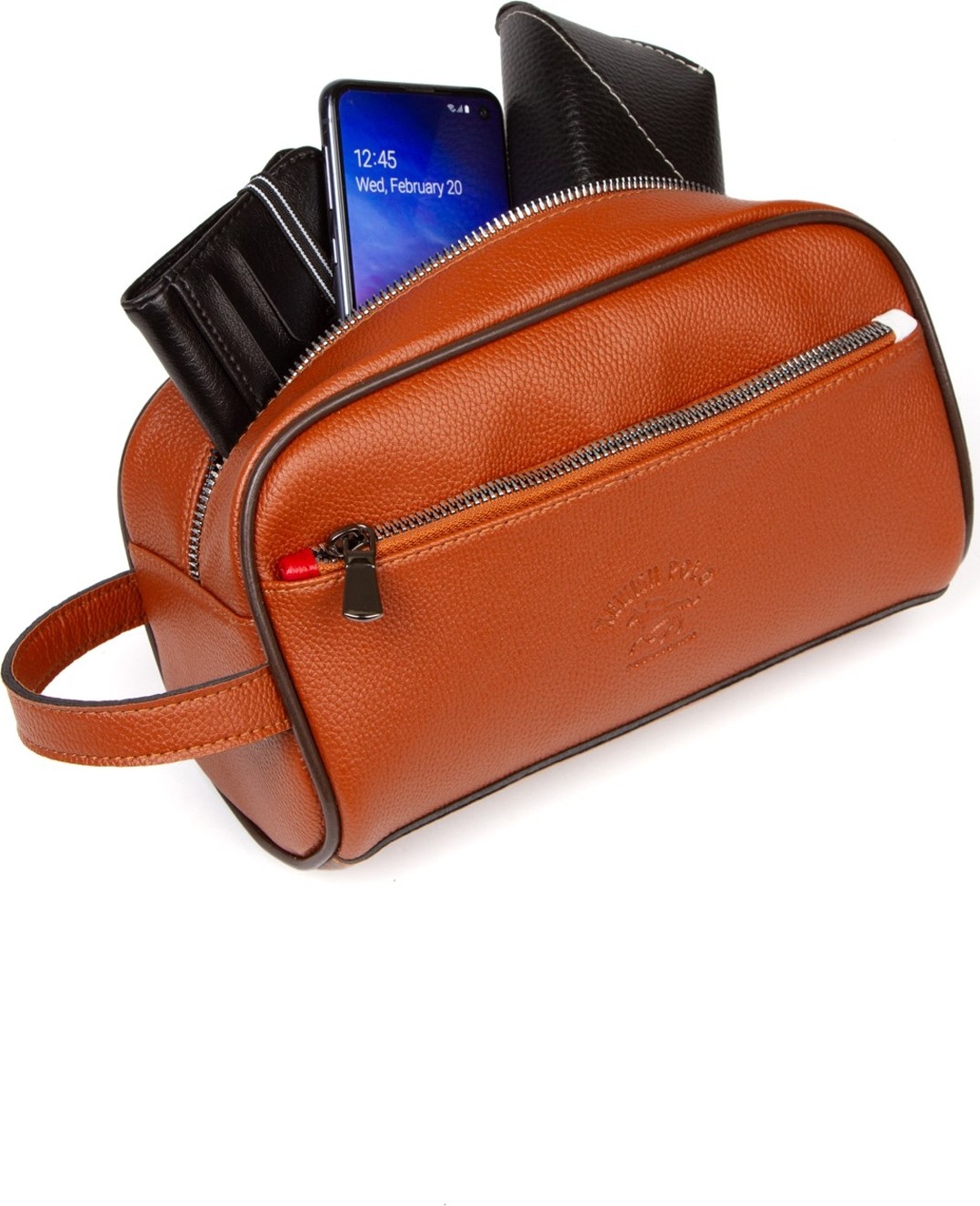 Newish Erkek Deri Portföy Clutch Traş Kozmetik Bakım ve Günlük El Çantası (14X24CM) NEW171 - Siyah - Lacivert görsel 6