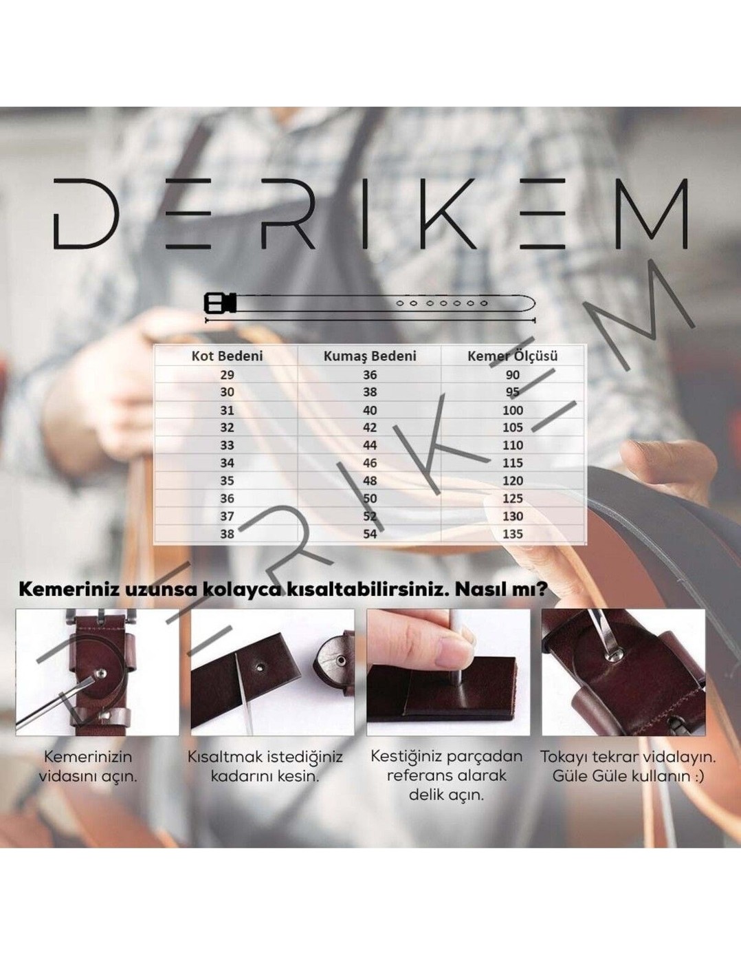 Derikem Erkek %100 Hakiki Deri Siyahaçma Borulu 4,5 cm Kot Kemeri görsel 5