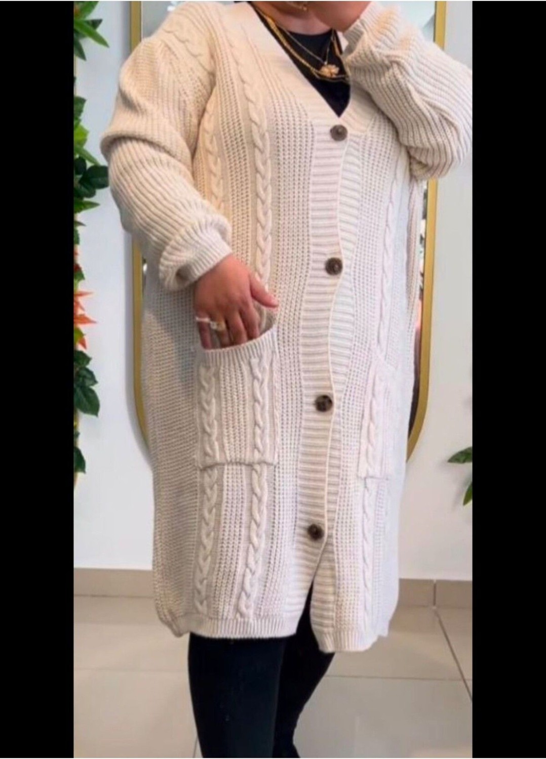 Sevda Kılınç Büyük Beden Standart Triko Hırka görsel 4