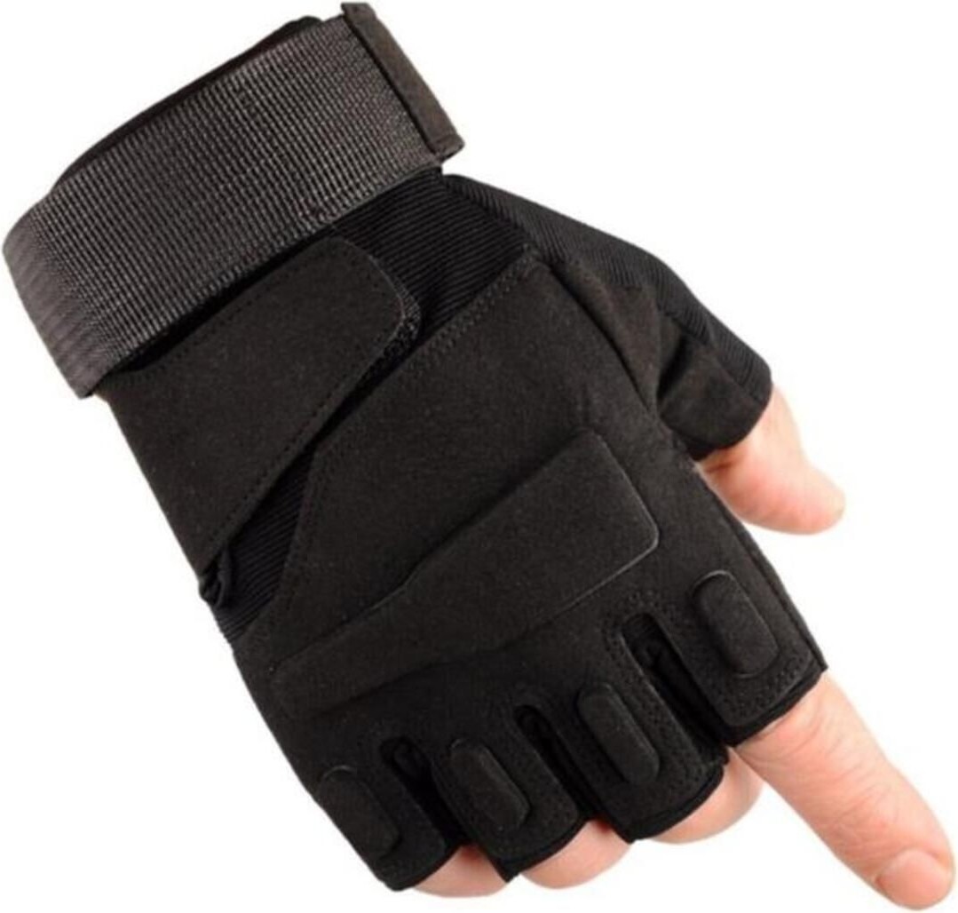 Mediterian Siyah Taktik Eldiven, Dayanıklı ve Konforlu Koruma, Polyester, Dokuma Malzeme