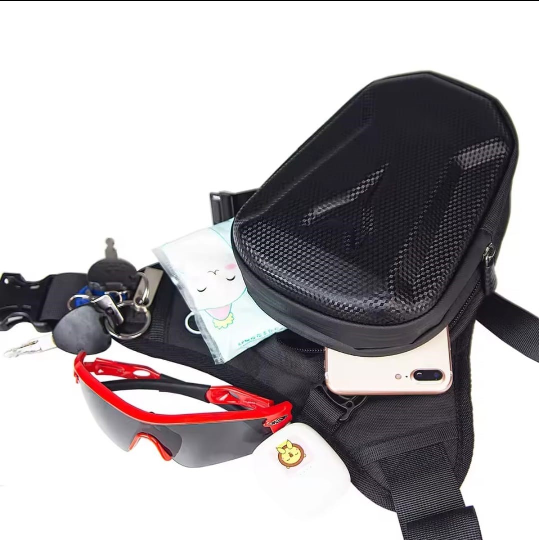 Newish Polo Unısex Ayarlanabilir Askılı Kulaklık Şarj Kablo Çıkışlı Motorcu Omuz Bel Bacak Çantası - Siyah - NEWPOLO367 görsel 5