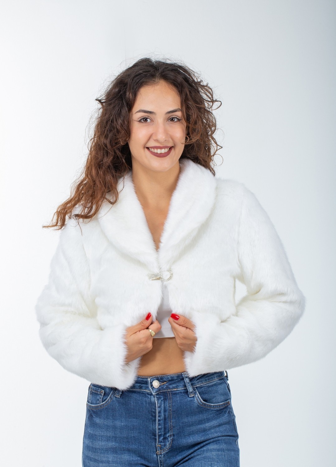 KürkZone Broşlu Taşlı Kürk Abiye Etol Bolero