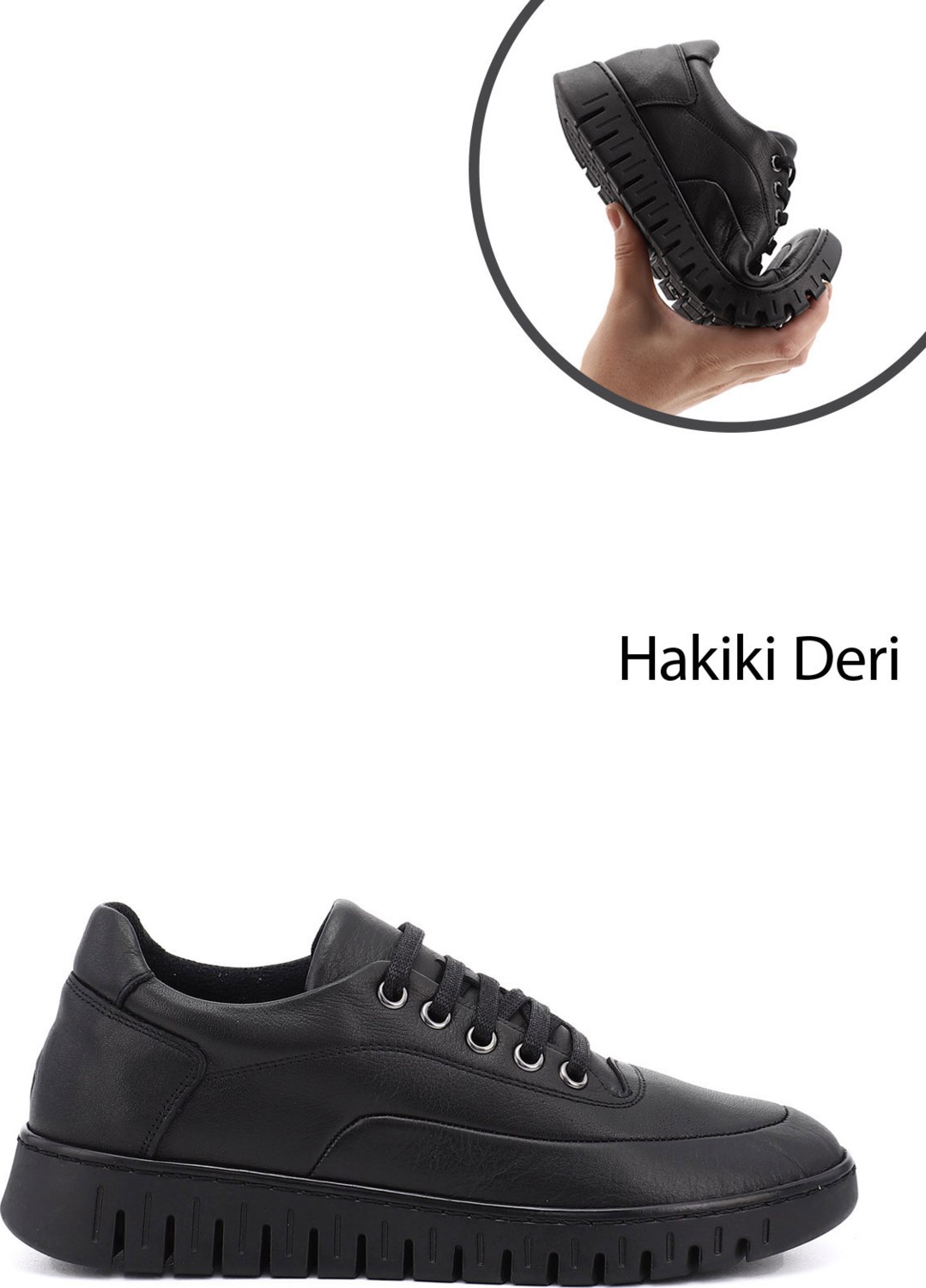Gönderi(r) Kadın Siyah Bağcıklı Hakiki Deri Comfort Ayakkabı
