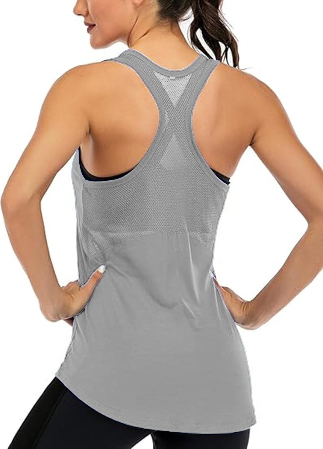 Kadın Racerback Sırt Açık Yarı Fileli Antrenman Yoga Koşu Spor Atlet Tank Tops 1780