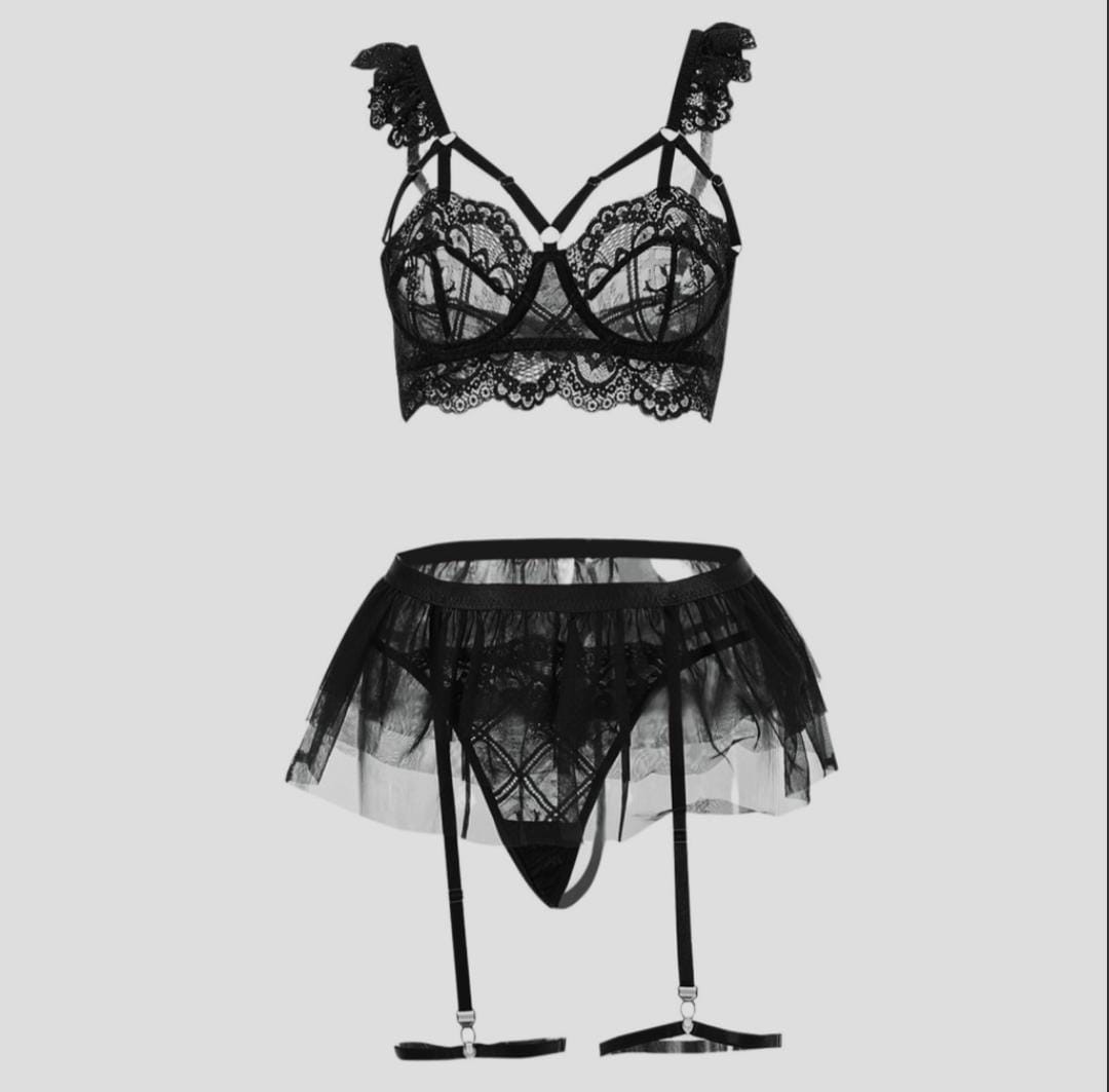 LA VIOR STYLE La Vıor Kadın Siyah Sexy Jartıyer Takım görsel 3