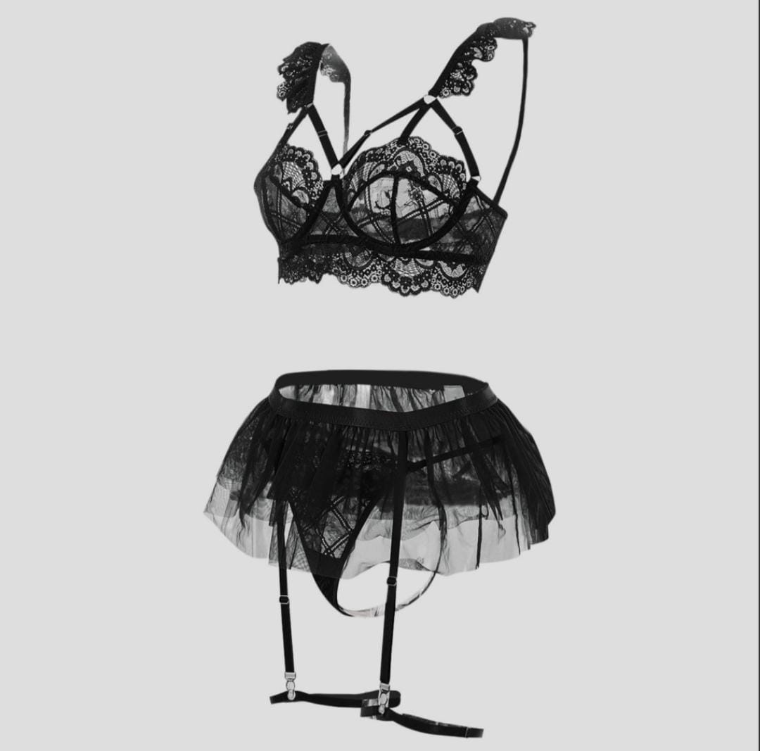 LA VIOR STYLE La Vıor Kadın Siyah Sexy Jartıyer Takım görsel 4