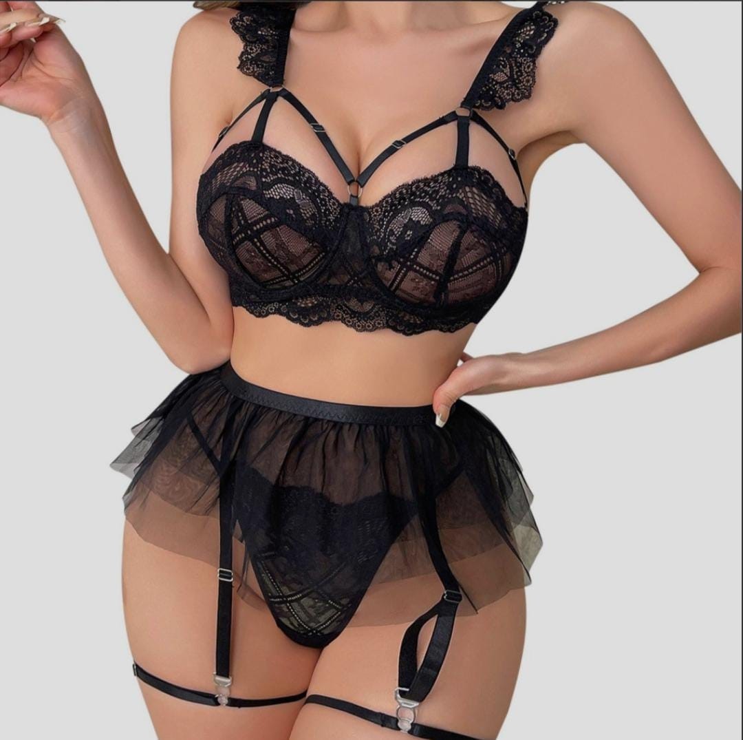 LA VIOR STYLE La Vıor Kadın Siyah Sexy Jartıyer Takım görsel 2