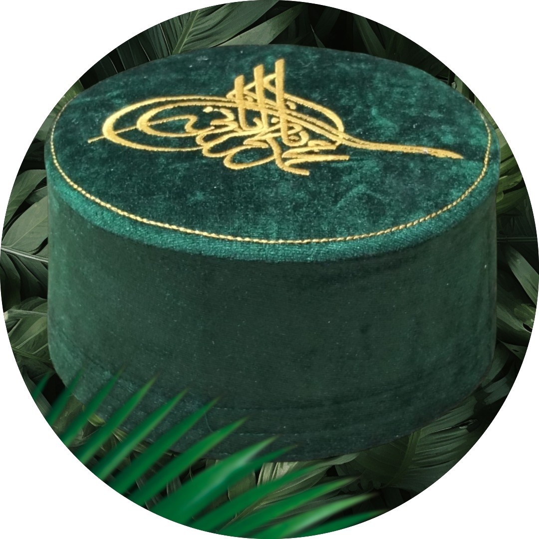 Şahin Bak Tuğralı Yeşil Keçe Takke,tuğralı Takke,yeşil Takke,kalıplı Takke,sarıklık Takke,takke, T054