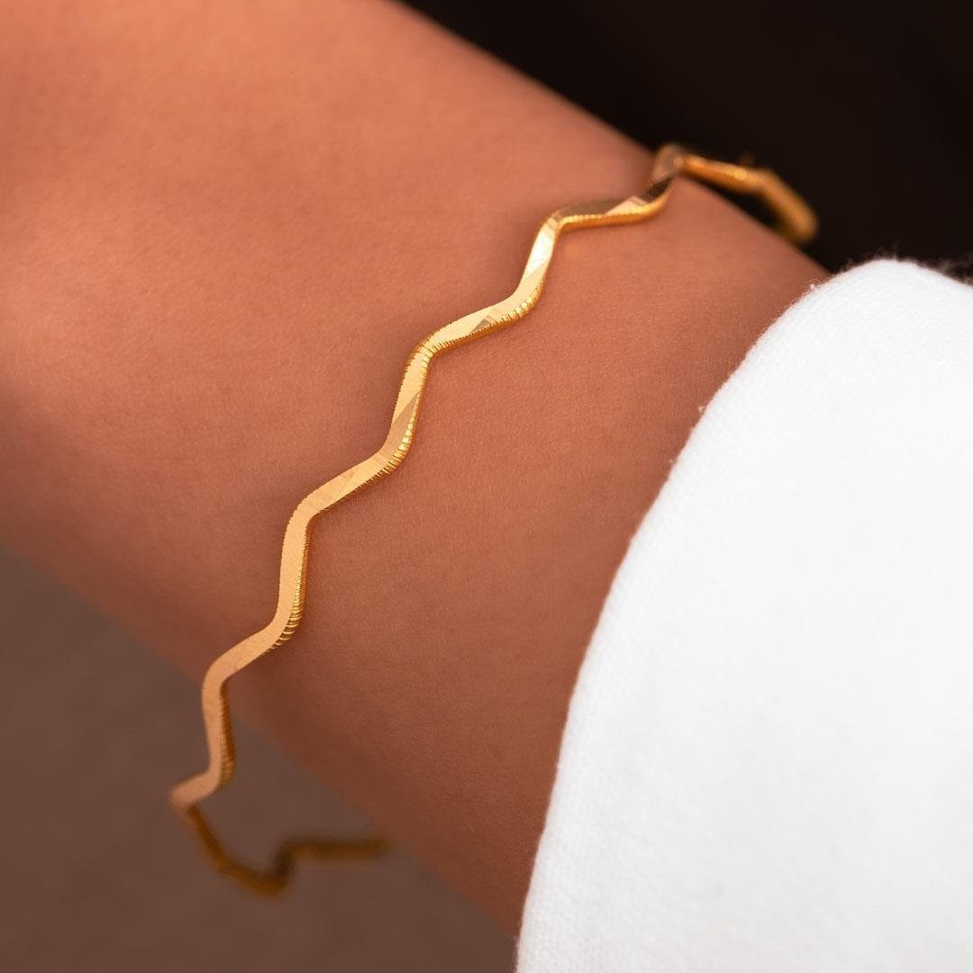 8 Gr 22 Ayar Altın Zigzag Ajda Bilezik İşçiliksiz